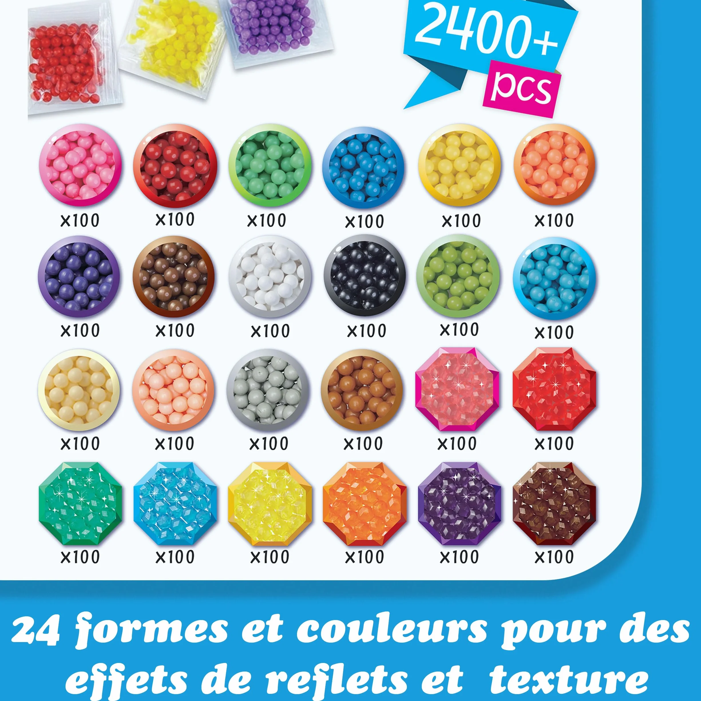 Aquabeads Méga Recharge 2400 Perles Kit Loisirs Créatifs Activité Manuelle Enfants Jouet 4 Ans+