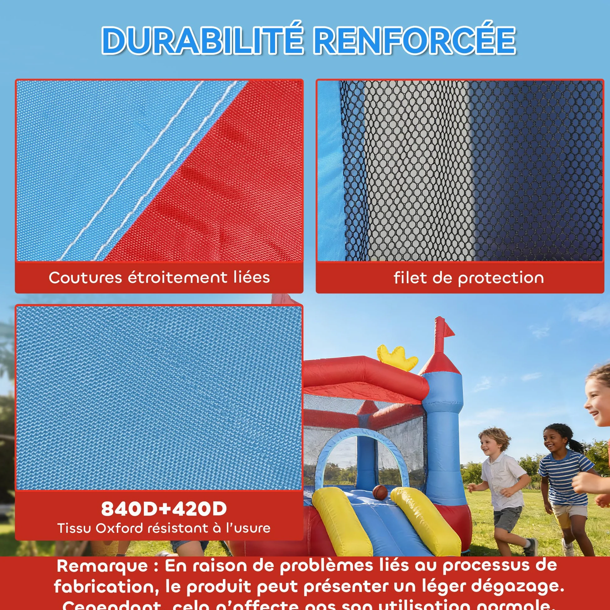 AIYAPLAY Château gonflable avec souffleur, parc aquatique, toboggans, trampoline, piscine à balles, 342x255x209cm