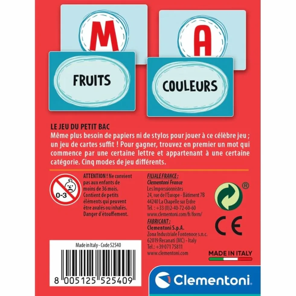 Le Jeu du Petit Bac - Jeu de Cartes Éducatif Vocabulaire Famille 7 Ans+