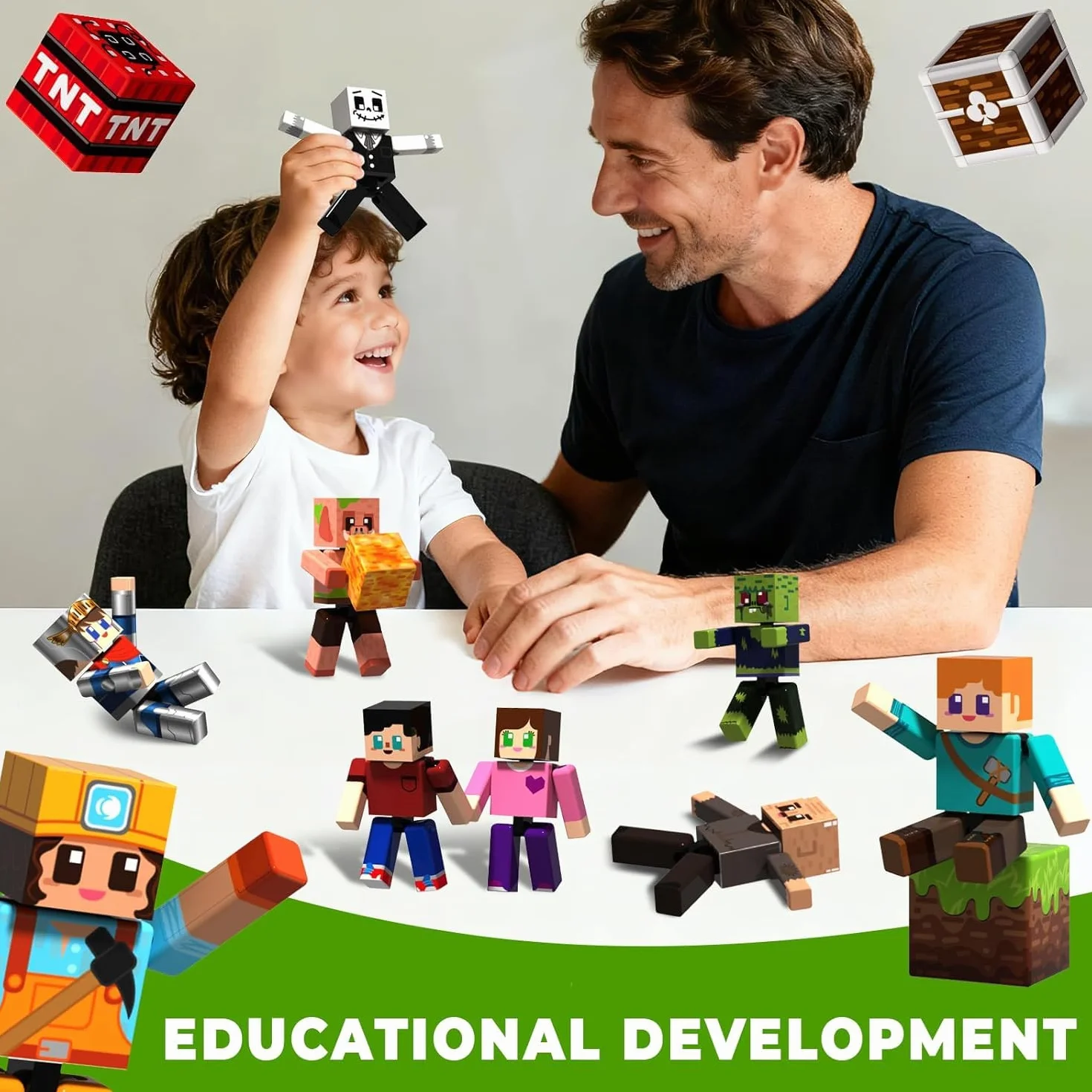 Blocs de Construction Magnétiques Set de 20 - Figurine Magnétique Créative Éducative - Jeu de Rôle Cubique Enfants 6+ - Jouet Voyage STEM Cadeau Anniversaire