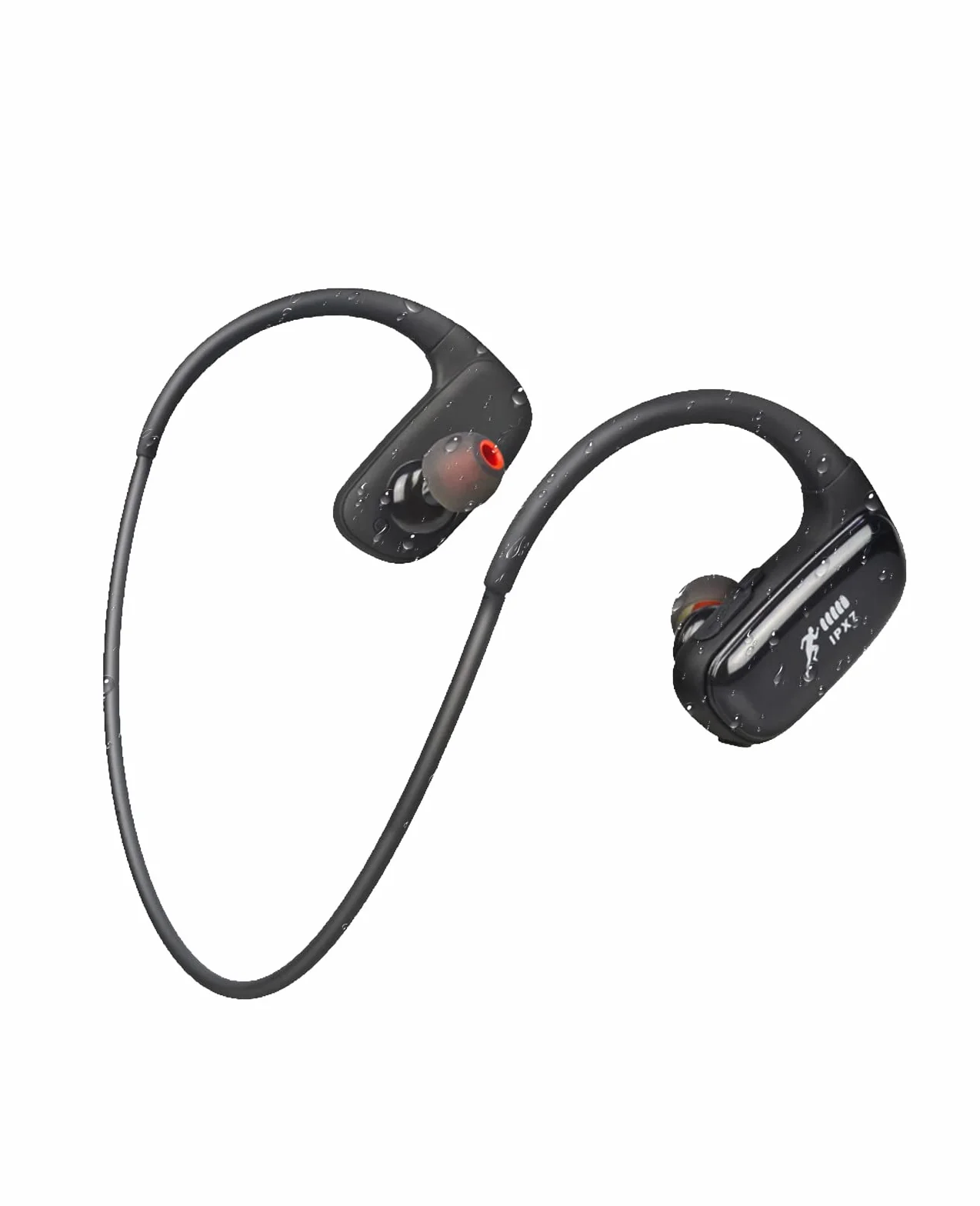 CYBORIS Casque Bluetooth sans Fil Sport 5.3 IPX7 Étanche 32GB Mémoire Intégrée Hi-Fi Stéréo Noir
