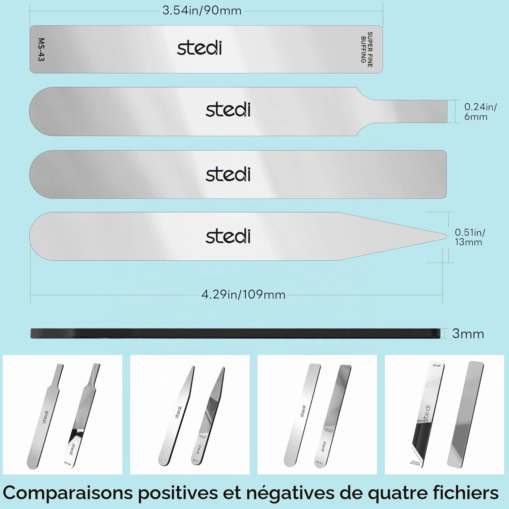 STEDI Lot de 4 outils de polissage pour modélisme - Limes de précision grain 10000 - Outils de meulage miroir pour modèles Gundam en plastique, bois, résine