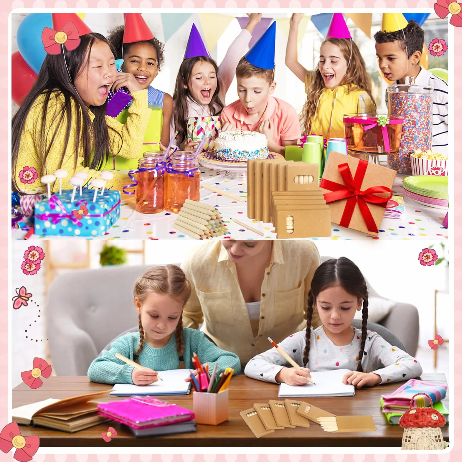 Gudotra 30 Boîtes Mini Crayons de Couleur 6 Couleurs 180 Crayons en Bois Cadeau Anniversaire Enfant