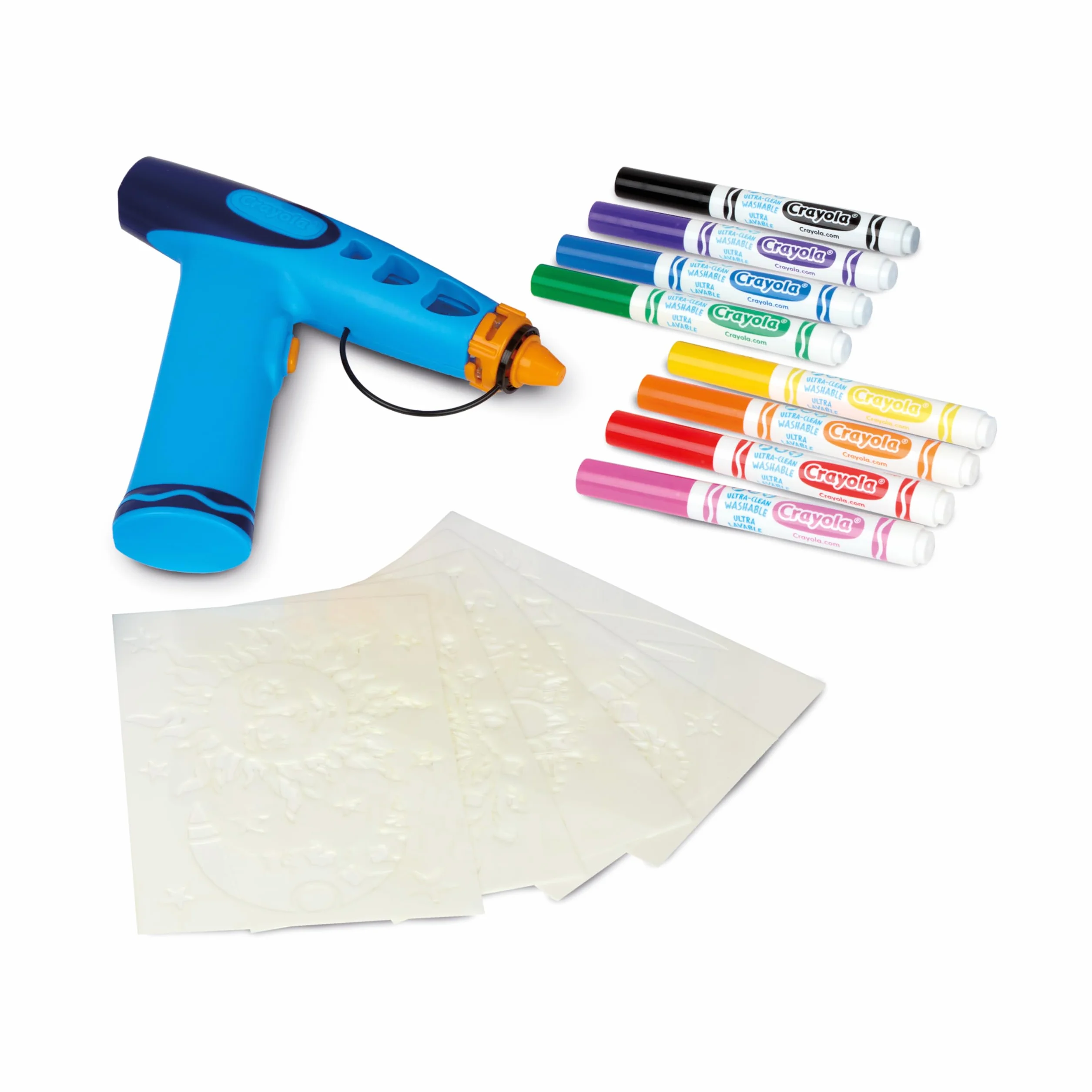 CRAYOLA Airbrush Marker Créatif pour Enfants avec 8 Feutres Lavables et 5 Pochoirs, Jouet Éducatif, 6 Ans