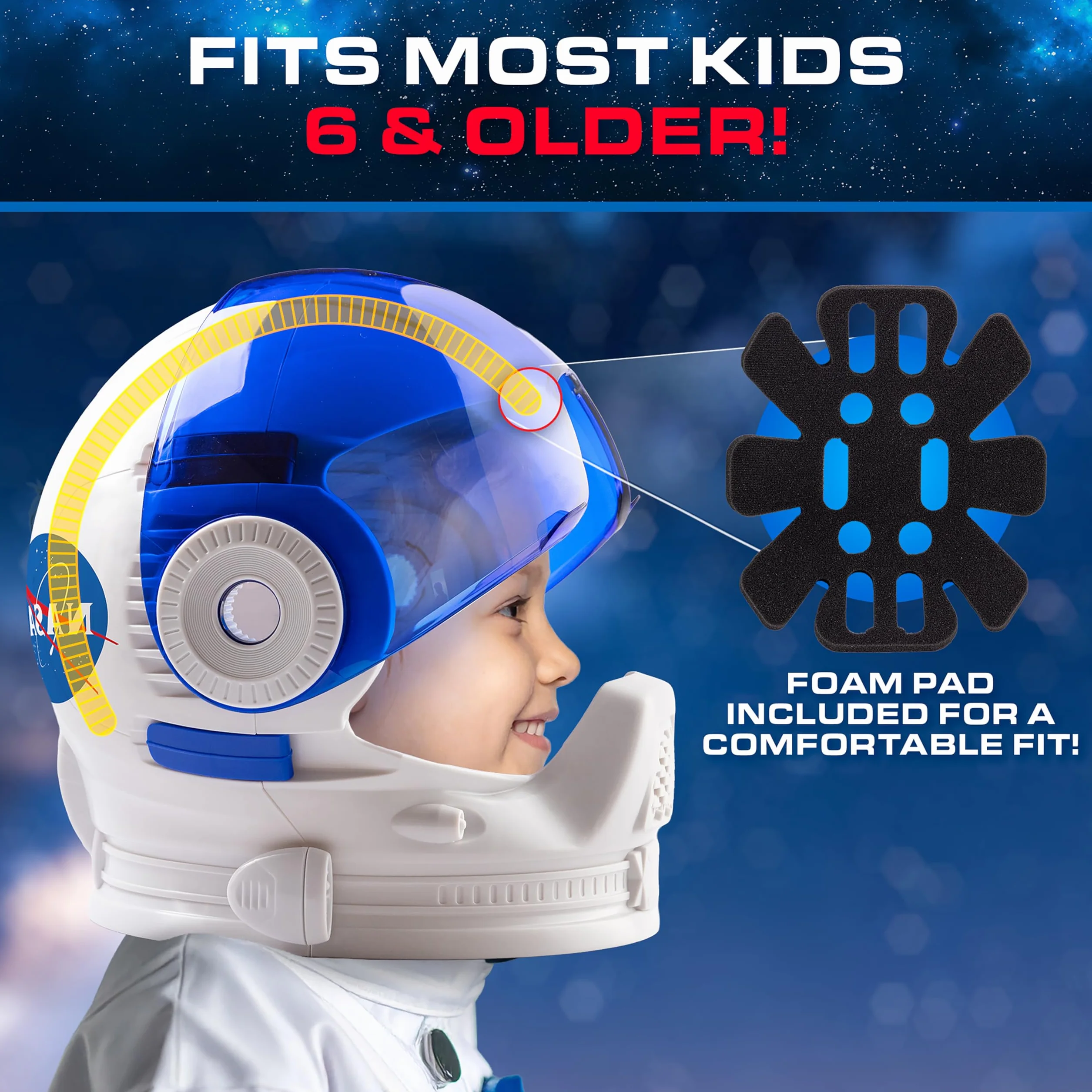Casque d’astronaute NASA pour enfants – casque spatial avec autocollants, montage facile