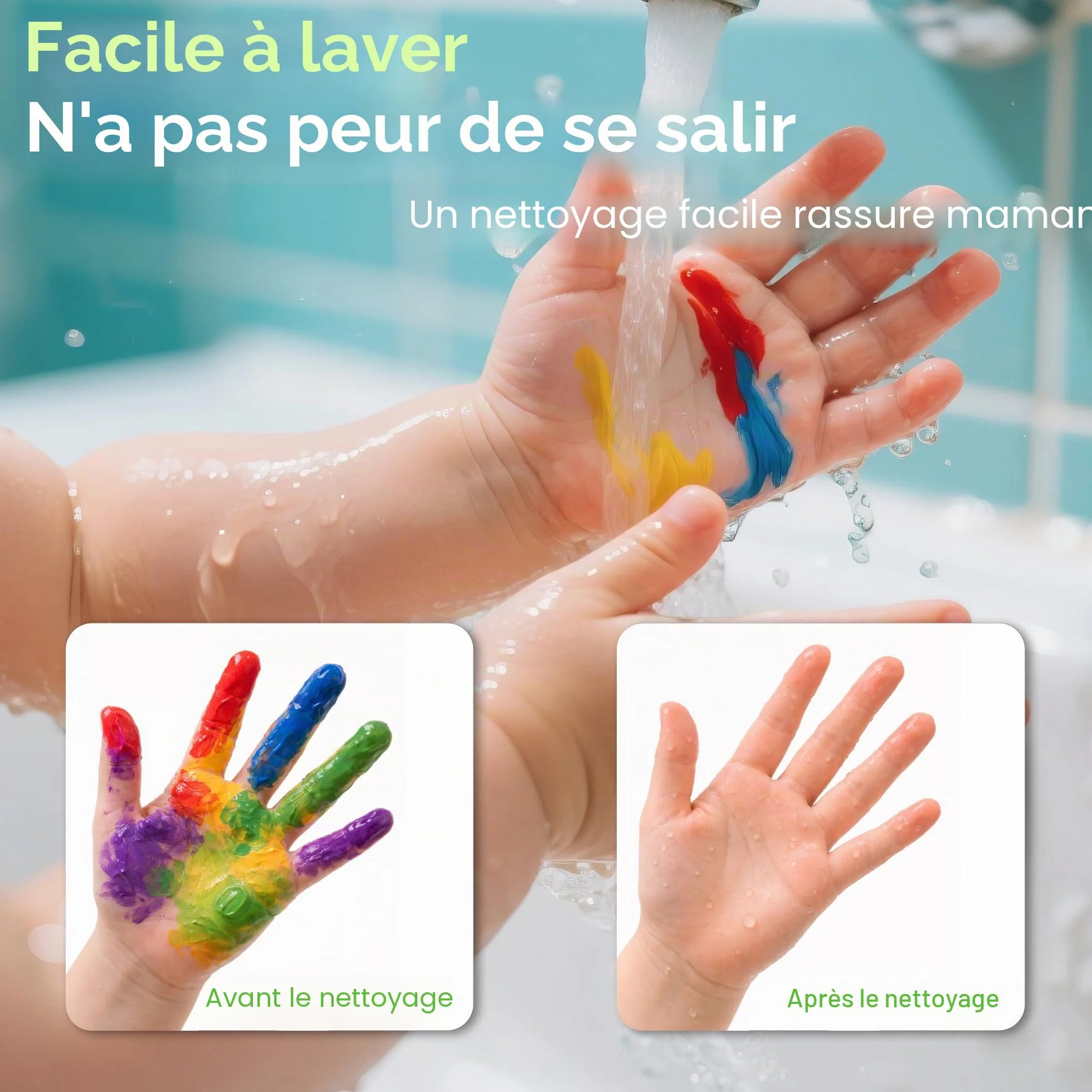 KINSPORY Peintures à Doigts Enfants 12 x 36 ml – Peintures Lavables Non Toxiques pour Tout-Petits