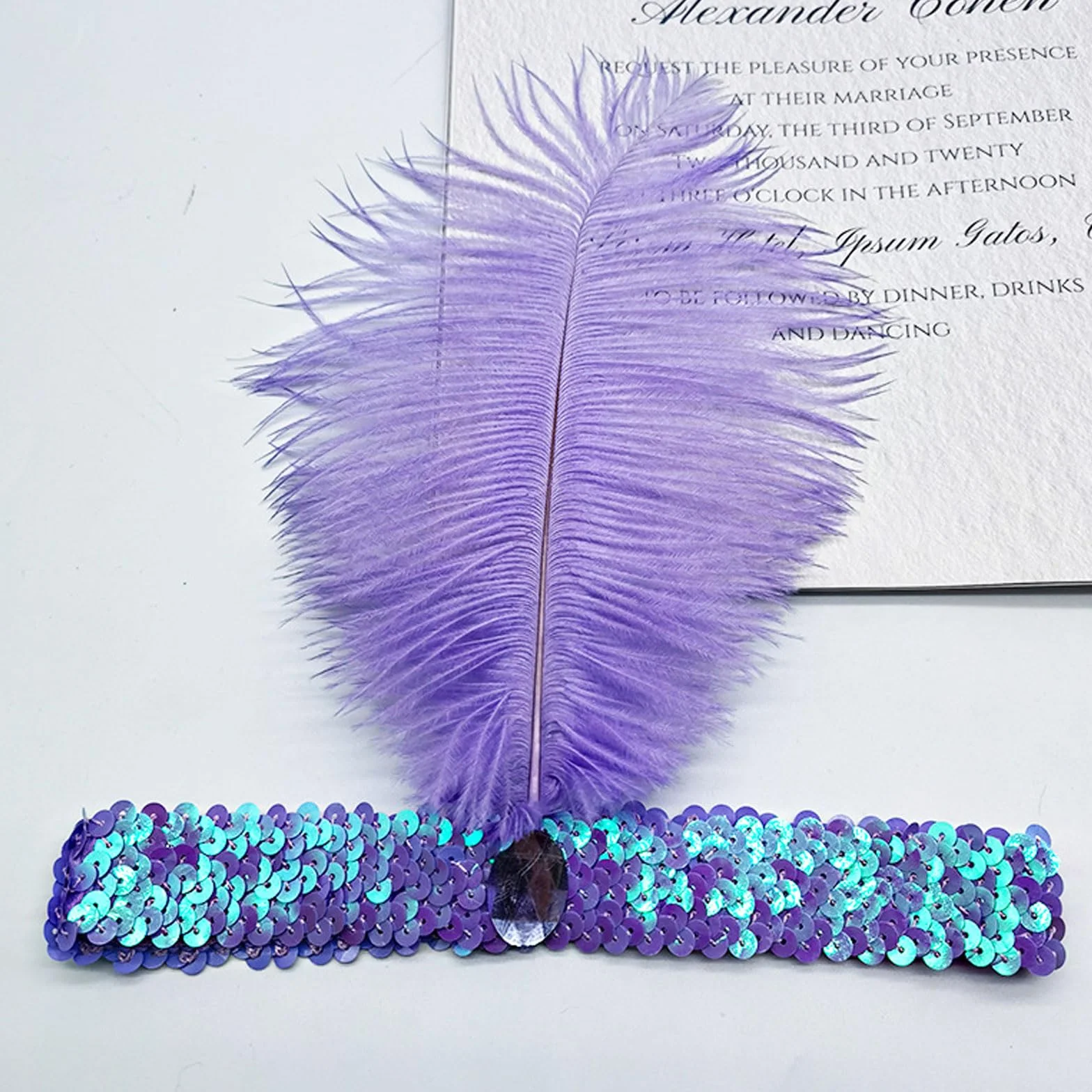 Boa à Plumes en Forme de Cœur, Lunettes de Soleil Sans Monture Strass, Bandeau Cheveux pour Halloween Noël Cosplay