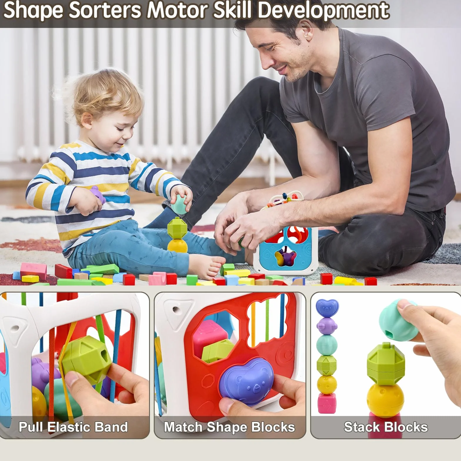 Jouet Bebe 7 en 1 Montessori Sensoriel Cube d'Activité pour 18 Mois Fille Garcon Cadeau Educatif