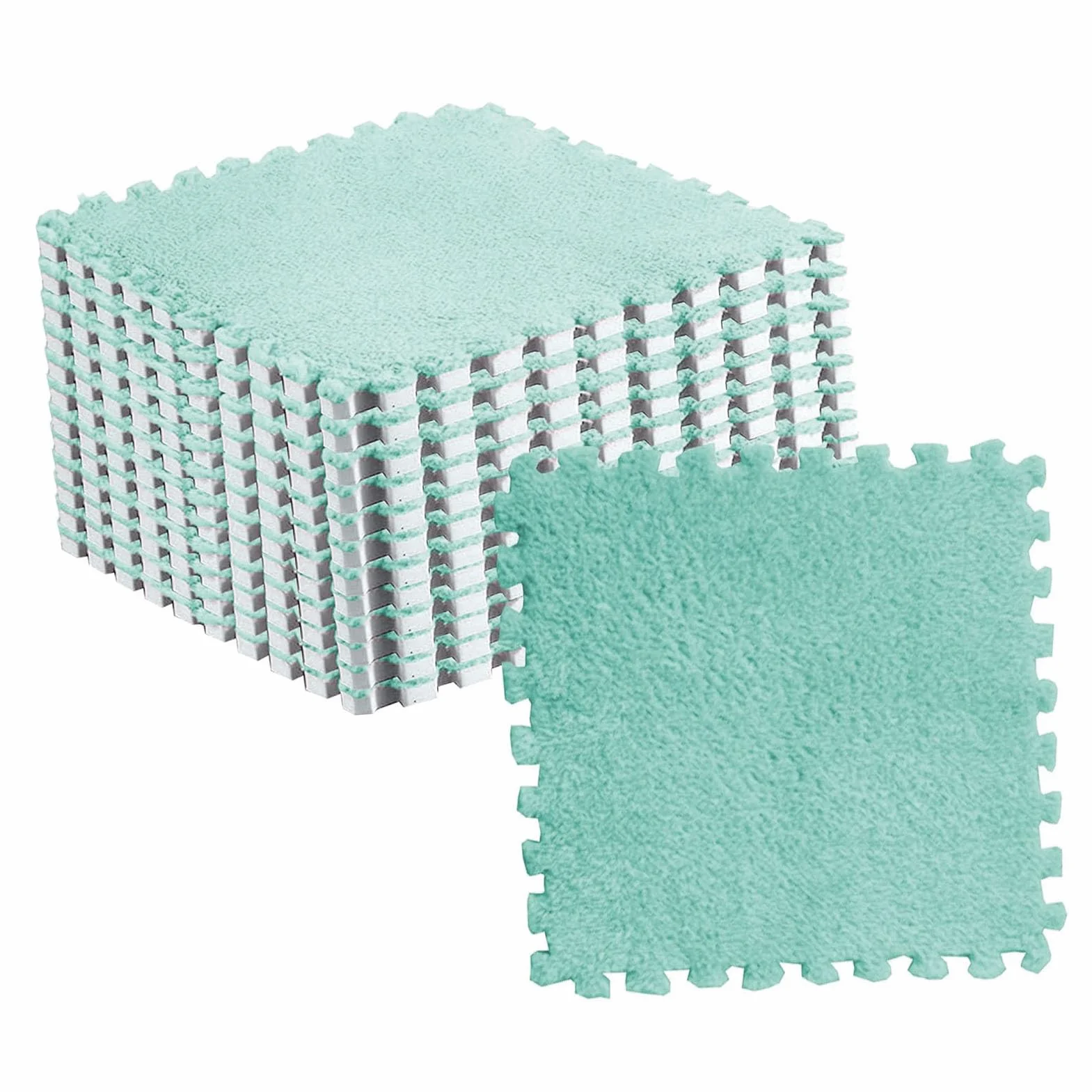 Tapis de Sol en Mousse Puzzle 30x3cm Menthe Verte, Tapis de Jeu Antidérapant