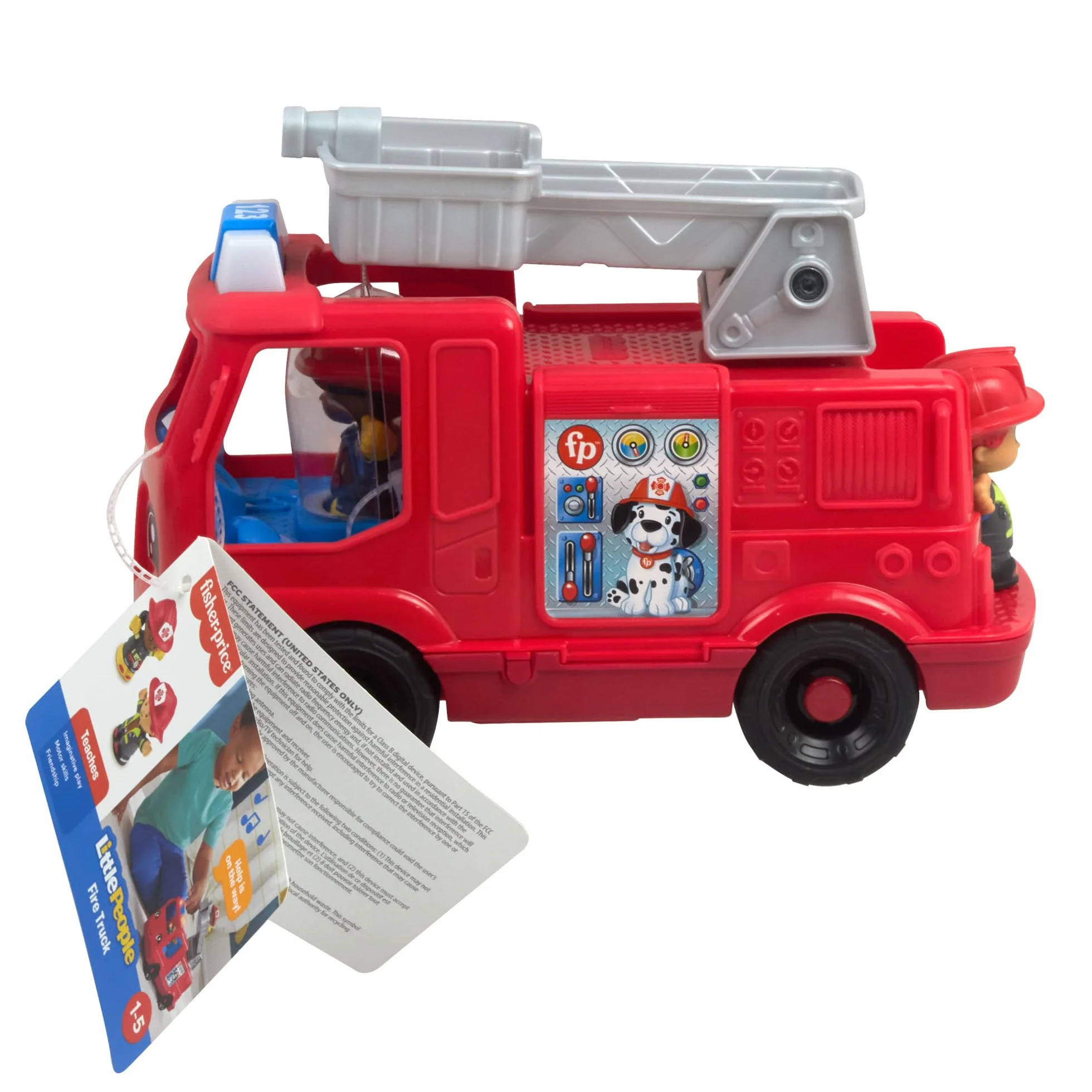 Fisher-Price Little People Camion de pompiers musical à pousser avec 2 figurines, HYR88