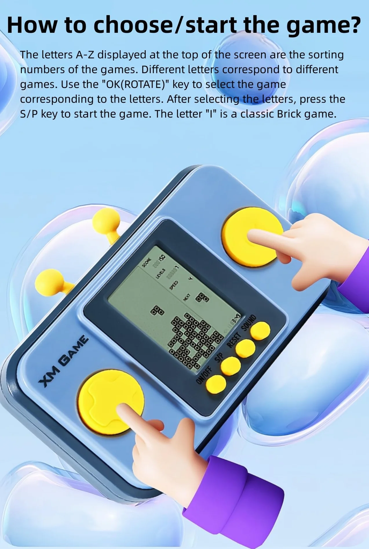 Console de Jeu de Briques Portable Rétro 26 Jeux Niveau/Vitesse Réglable Boutons Silicone Bataille de Chars Jouets électroniques Enfants Violet