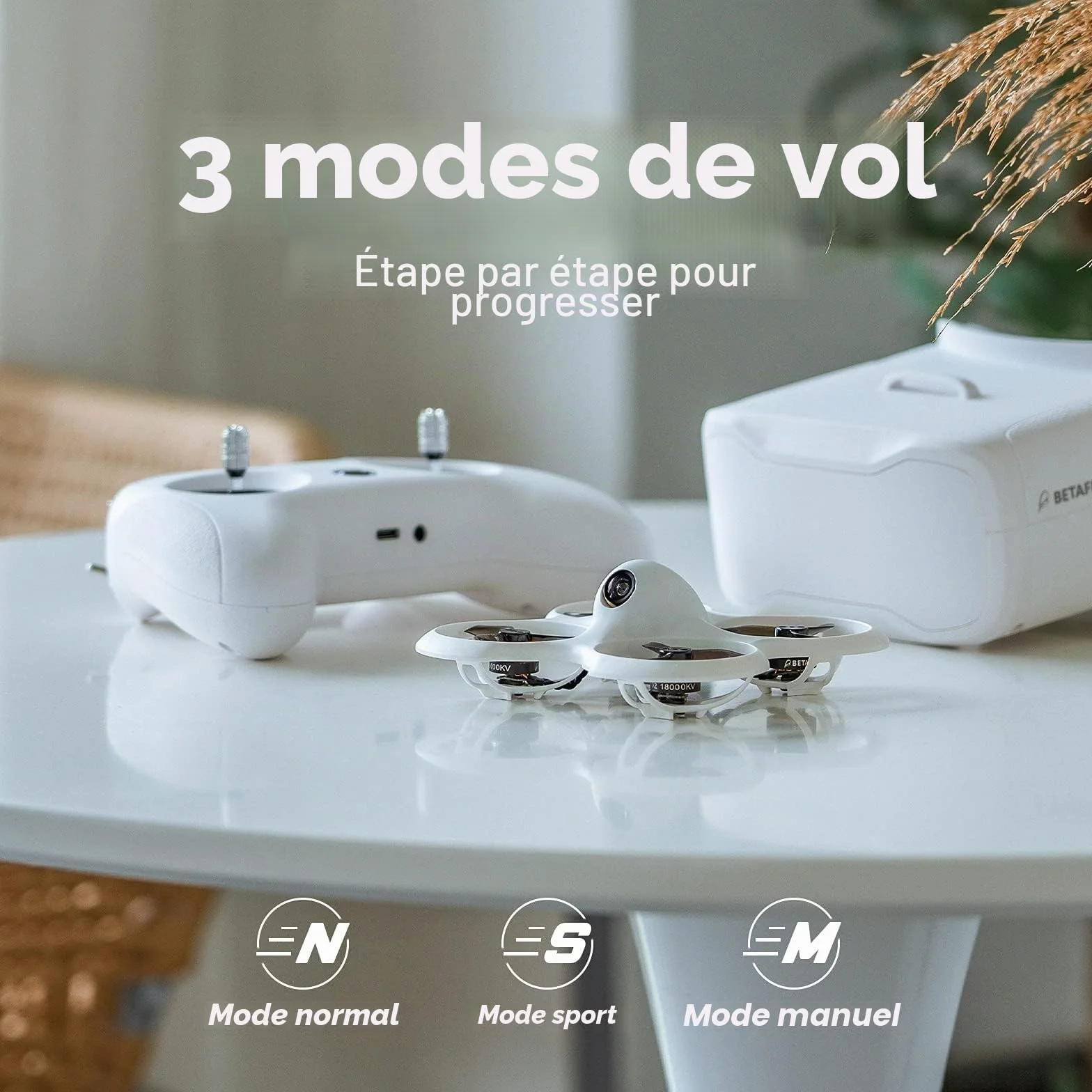 BETAFPV Kit de Drone Cetus Pro FPV RTF Avec Maintien D'altitude Autoprotection Atterrissage D'urgence 3 Modes de Vol Fonction Tortue Drone Prêt à Voler pour Débutants Adolescents, Télécommande
