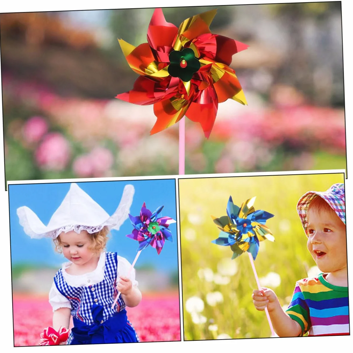 Lot de 20 Jouets Moulin À Vent en Plastique Coloré pour Jardin Extérieur