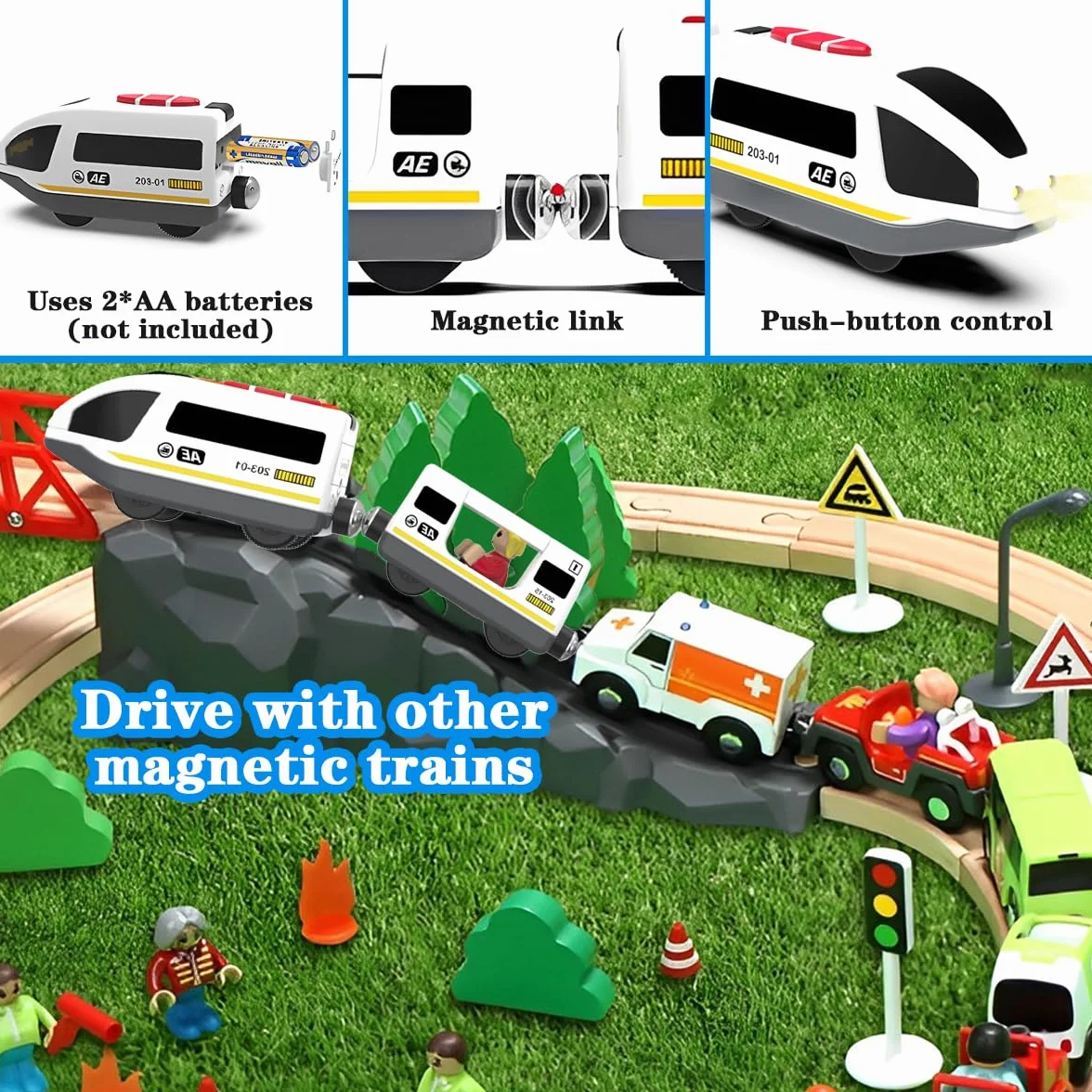 Train Électrique Enfant 3 Ans Locomotives à Piles Connexion Magnétique Haute Vitesse Compatible Thomas Brio