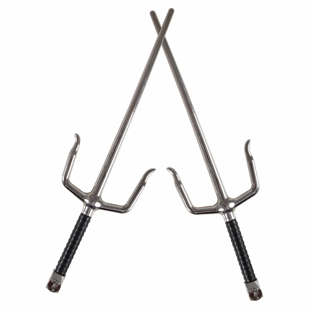 Lot de 2 Epées Saï Ninja 30 cm Plastique Accessoire Déguisement Arts Martiaux Kung Fu Carnaval Halloween
