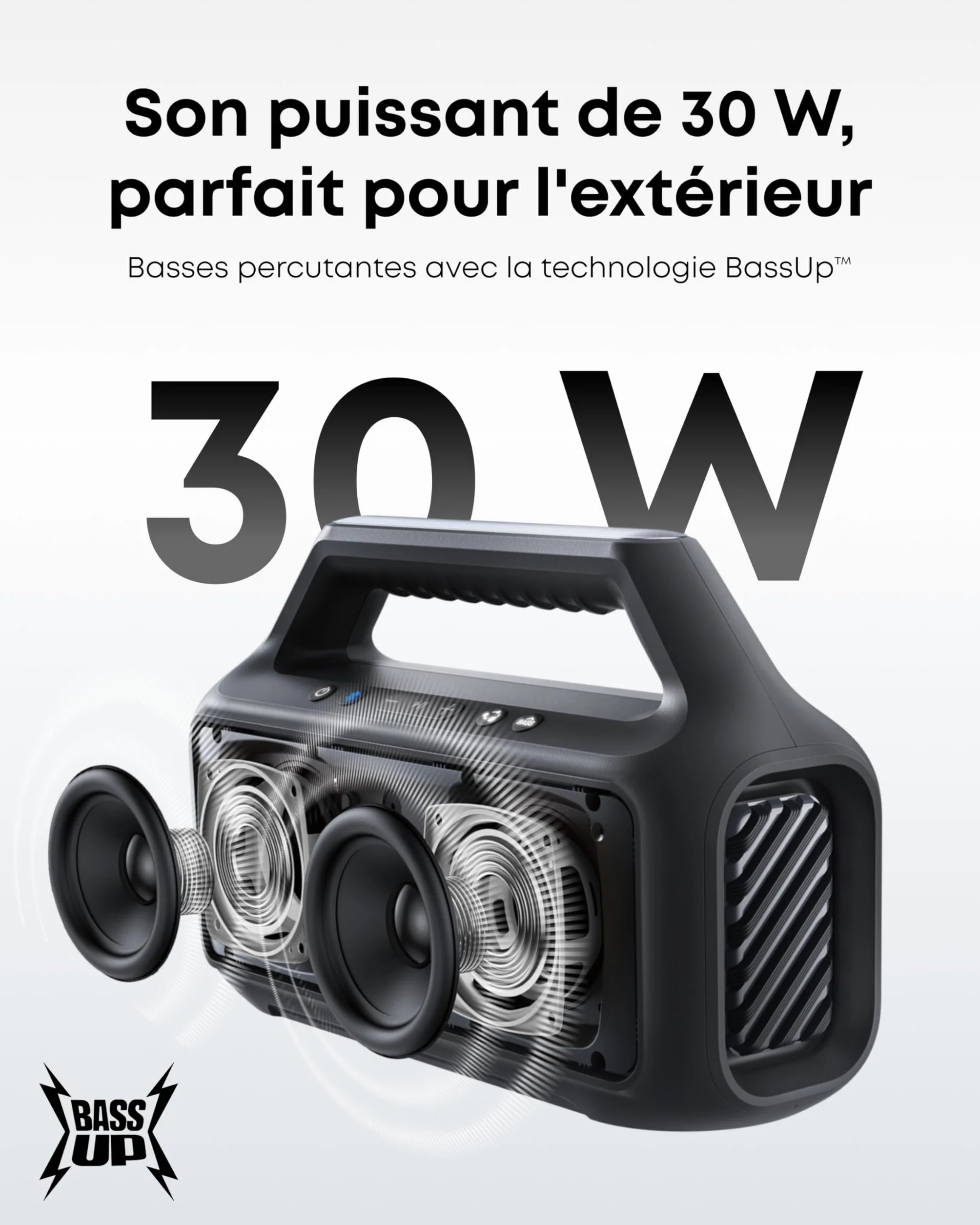 Soundcore Boom 2 Enceinte Bluetooth Portable 80W BassUp 2.0 IPX7 24h USB-C Bluetooth 5.3