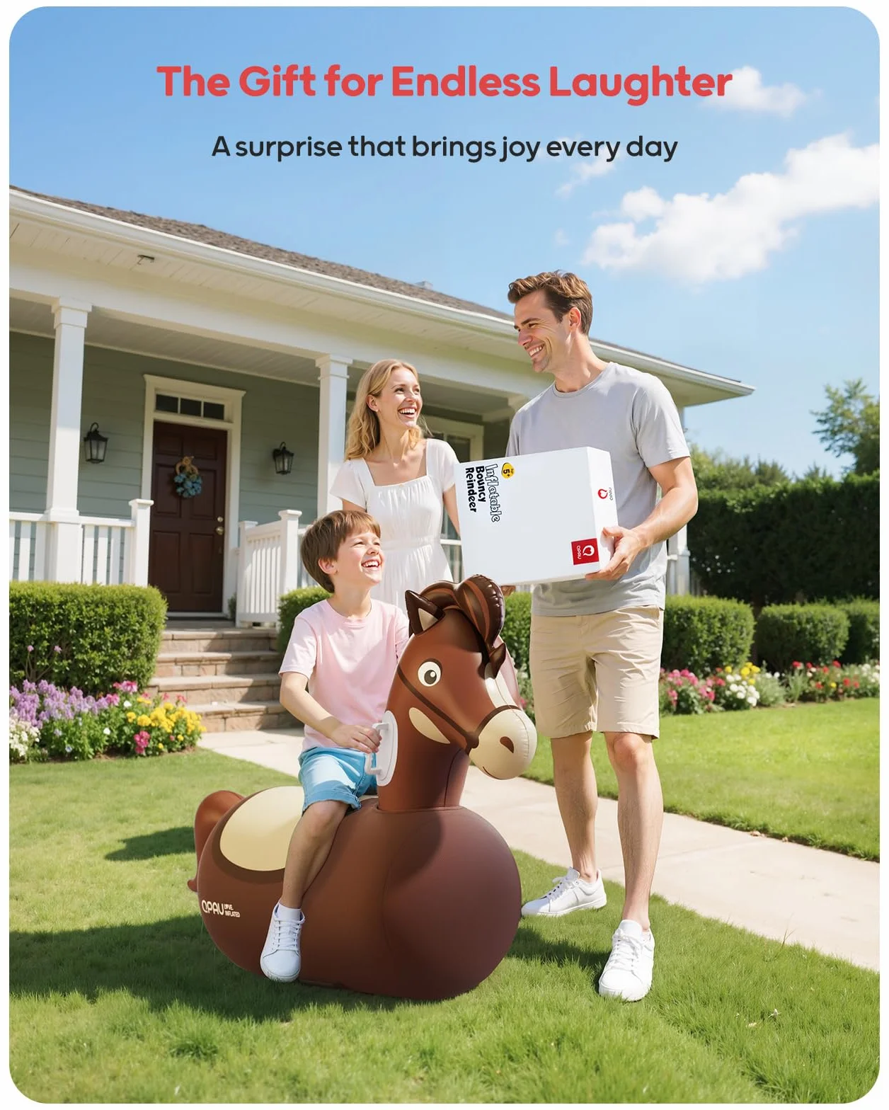 Cheval à Sauter Gonflable 100 kg Capacité pour Enfants Adultes Palleur Géant Résistant