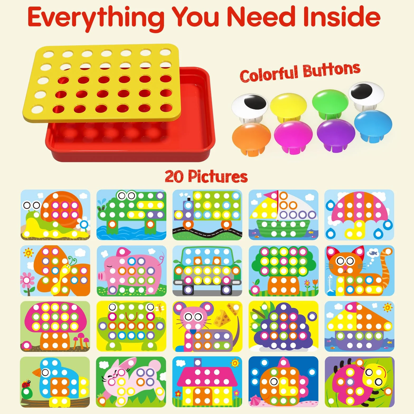 AMOSTING Jeux pour enfants apprendre les couleurs 20 modèles d'images dès 2 ans