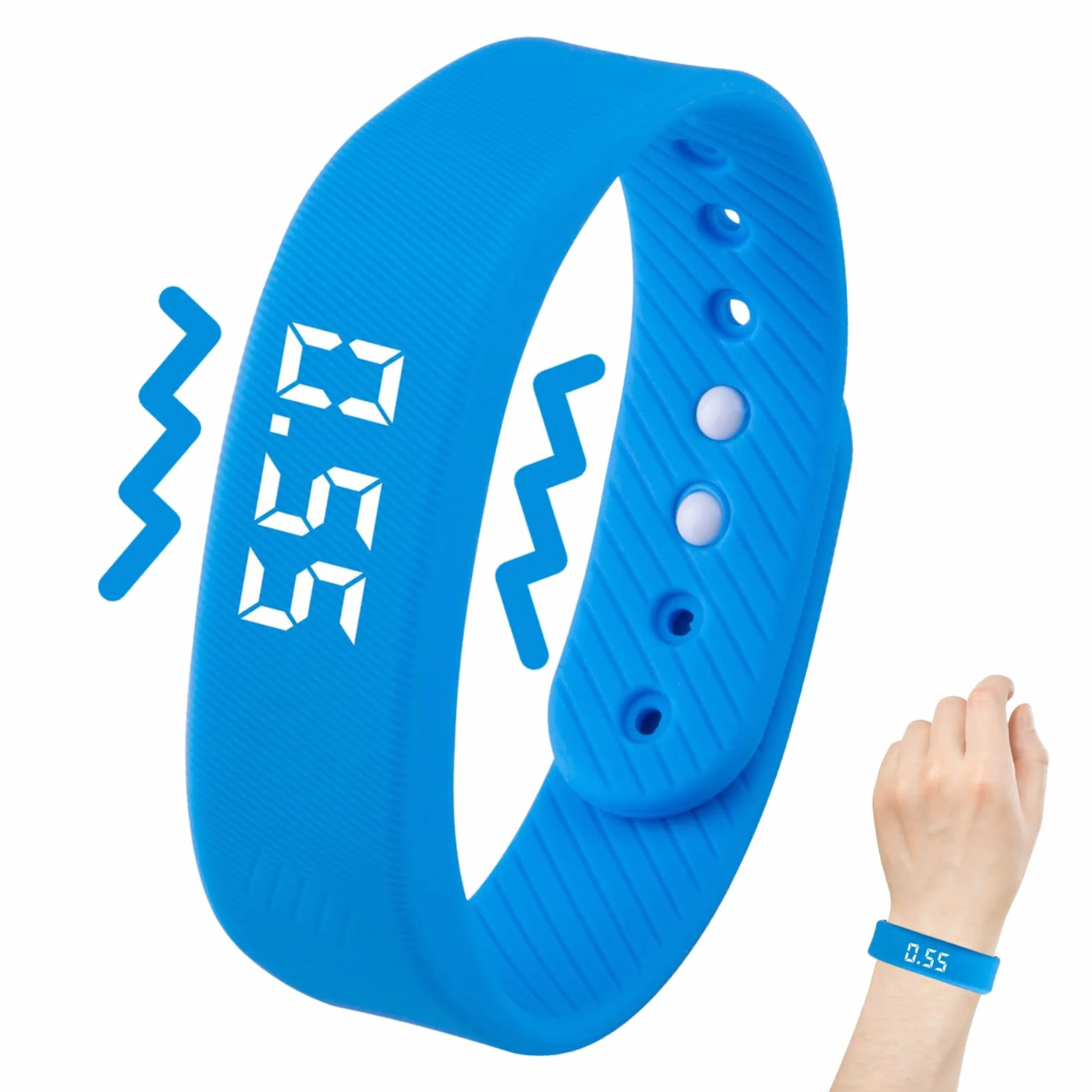 Bracelet Reveil Vibrant Bleu Montre Vibrante Portable avec Alerte par Vibration Silencieuse étanche Multifonctionnel