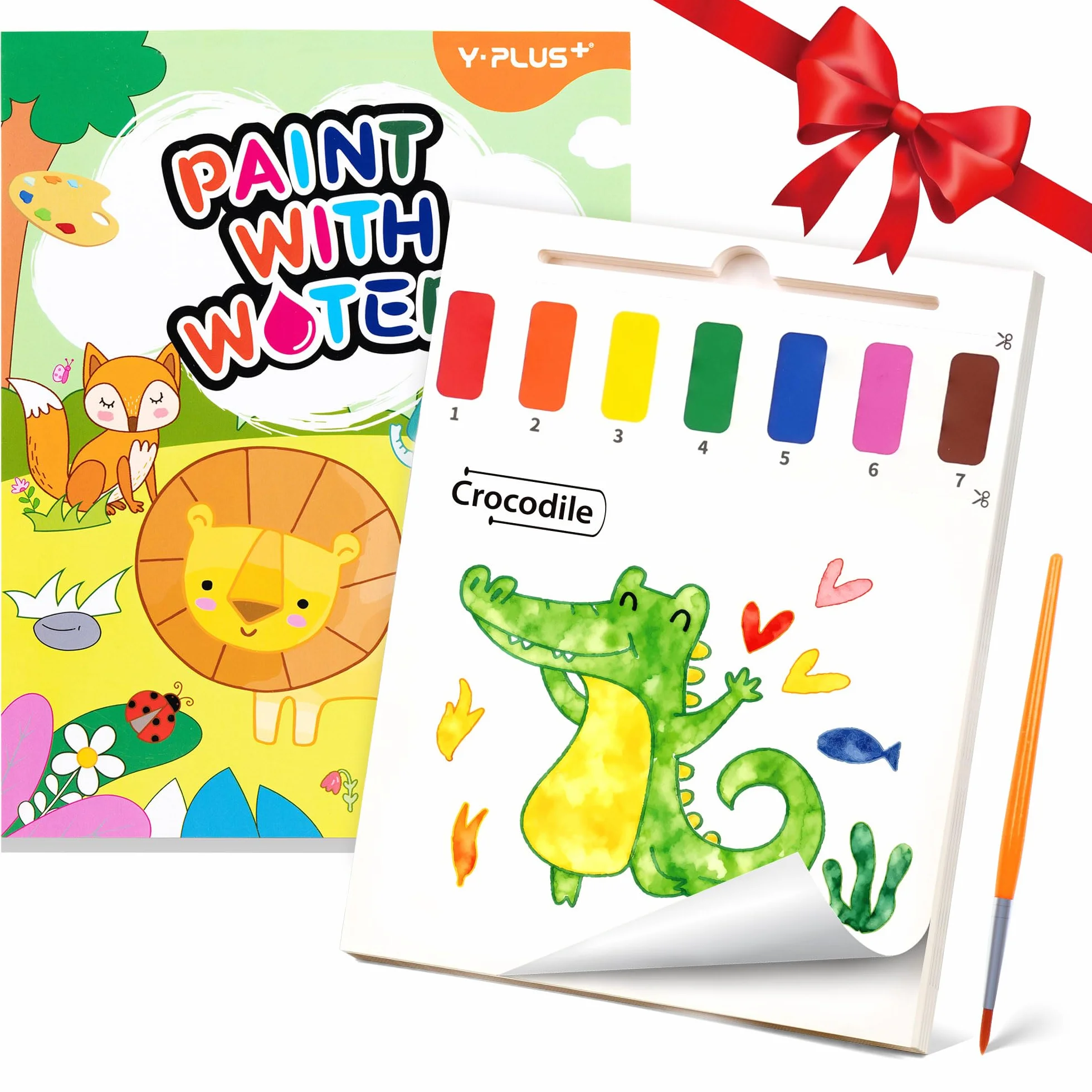 YPLUS Peinture avec Livres d'Eau pour Tout-Petits, Papier Aquarelle Enfants 1-4 Ans, Cadeau Artisanat avec Pinceau - Animaux
