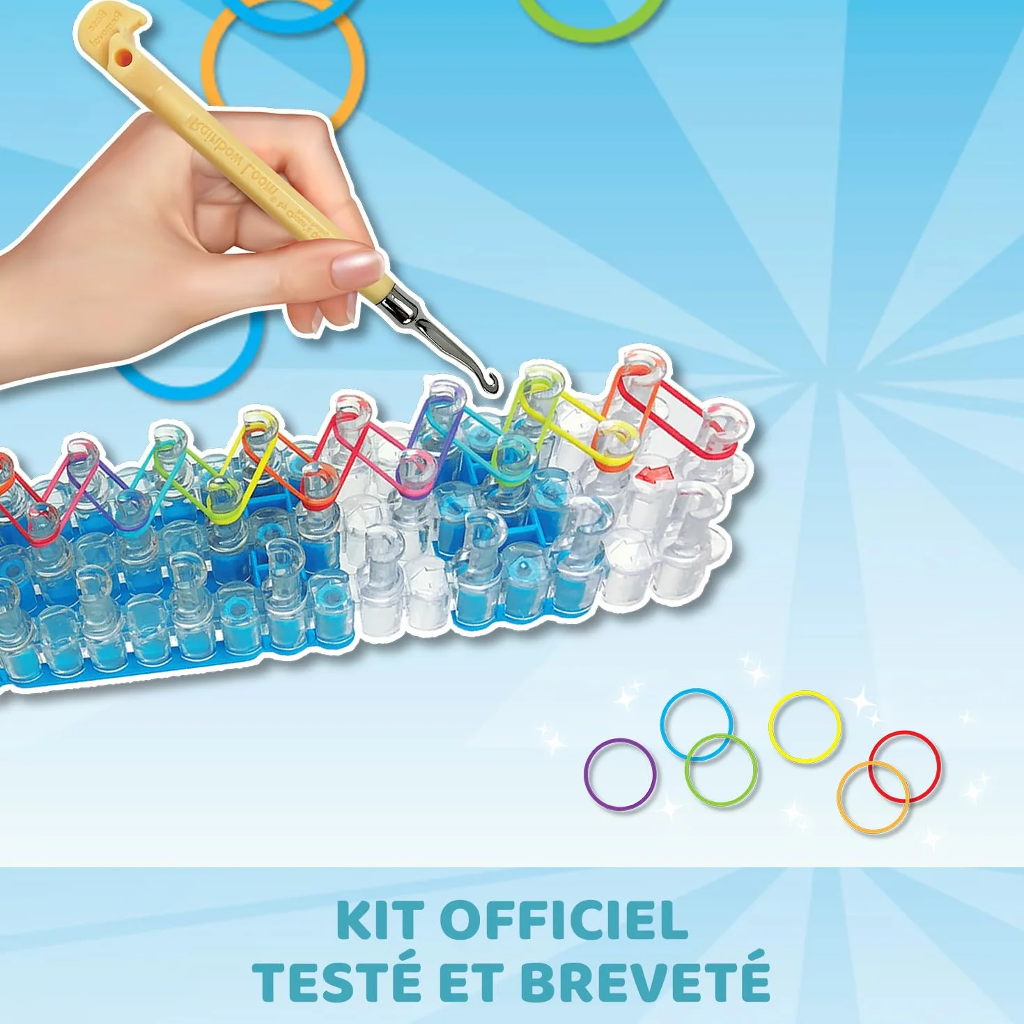 BANDAI Rainbow Loom Boutique Coffret Fabrication Bracelets Élastiques 4000 Élastiques Crochets Beadmojis Charms Enfant 7 ans+