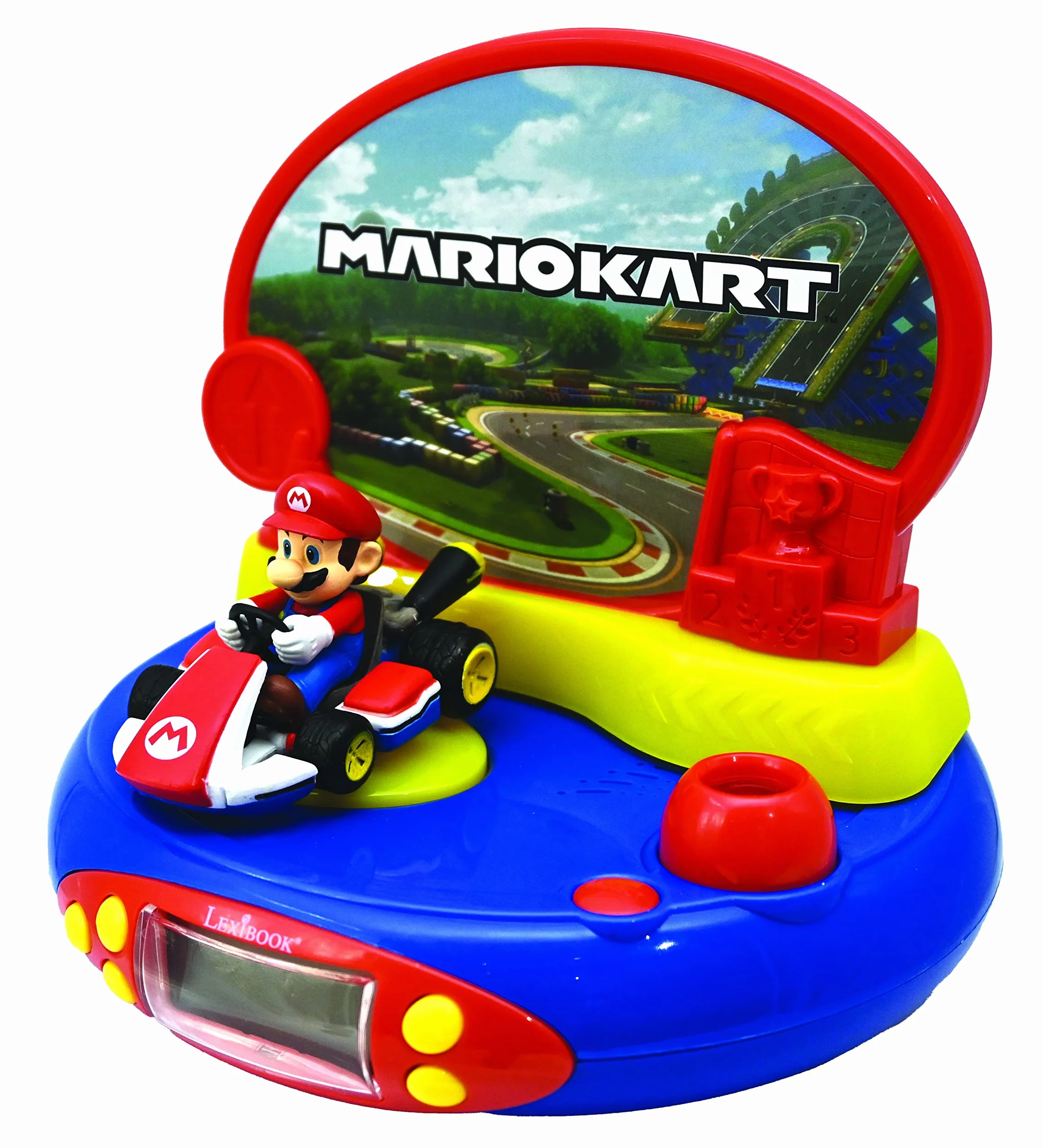 Lexibook Mario Kart réveil projecteur veilleuse intégrée projection heure plafond effets sonores piles rouge bleu RP500NI