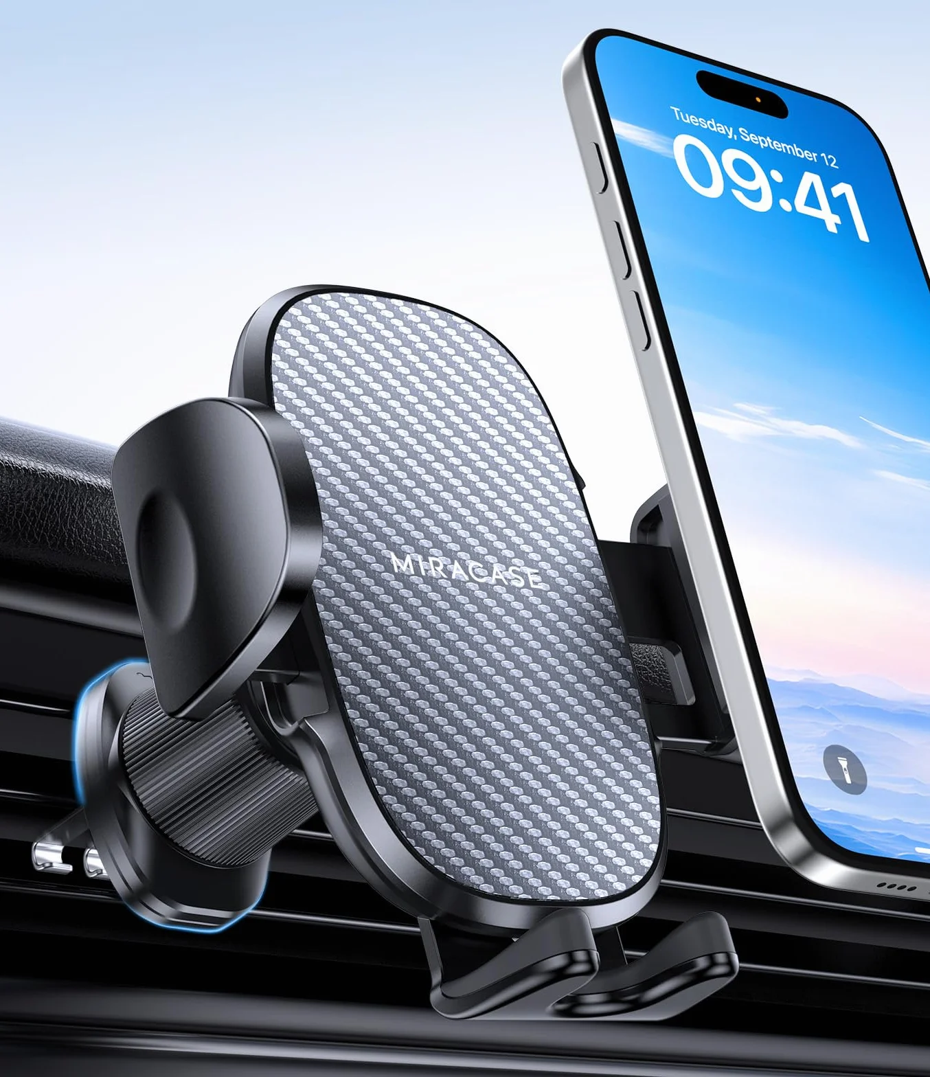 Miracase Support Téléphone Voiture Crochet Métallique Fort Bouche D'aération Rotation 360° Opération à Une Main 4.0''-7.0''