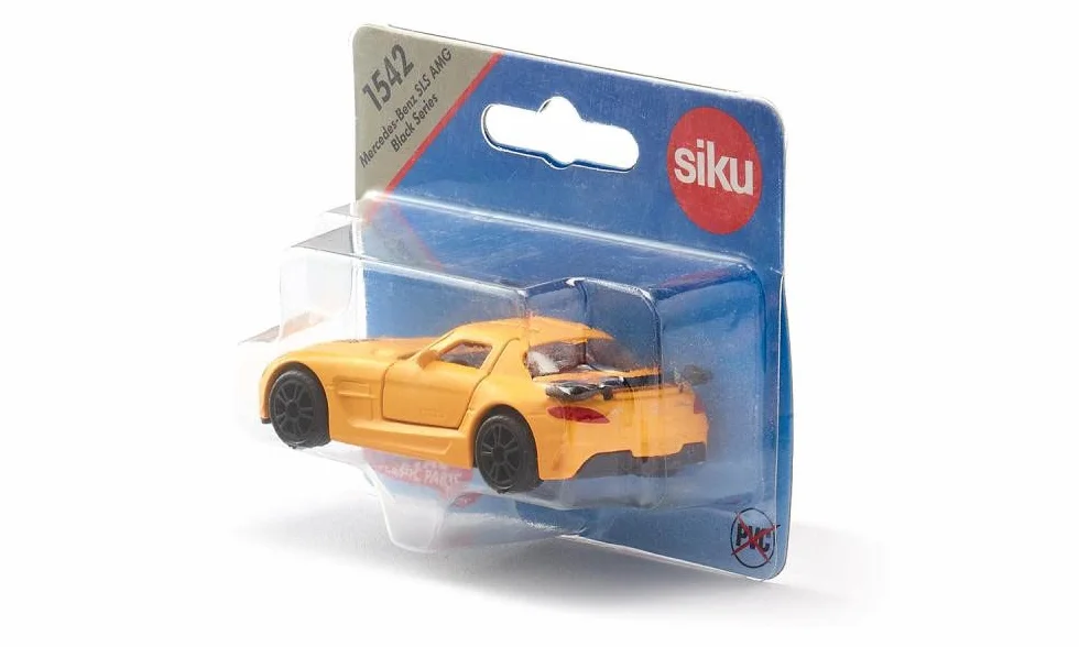 SIKU 1542 Mercedes-Benz SLS AMG Black Series Voiture de Sport Métal Plastique Orange Portières Papillon ouvrables