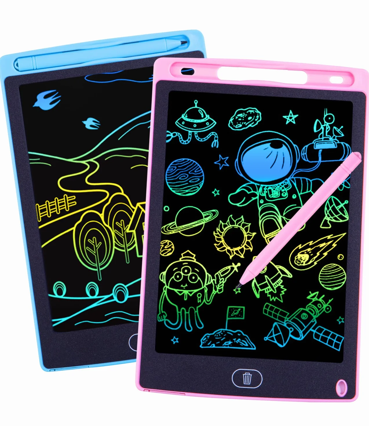 Tablette Dessin LCD Magique 8.5 Pouces Doodle Pad avec Bouton Effacement Jouets Enfants Filles Garçons Bleu Rose