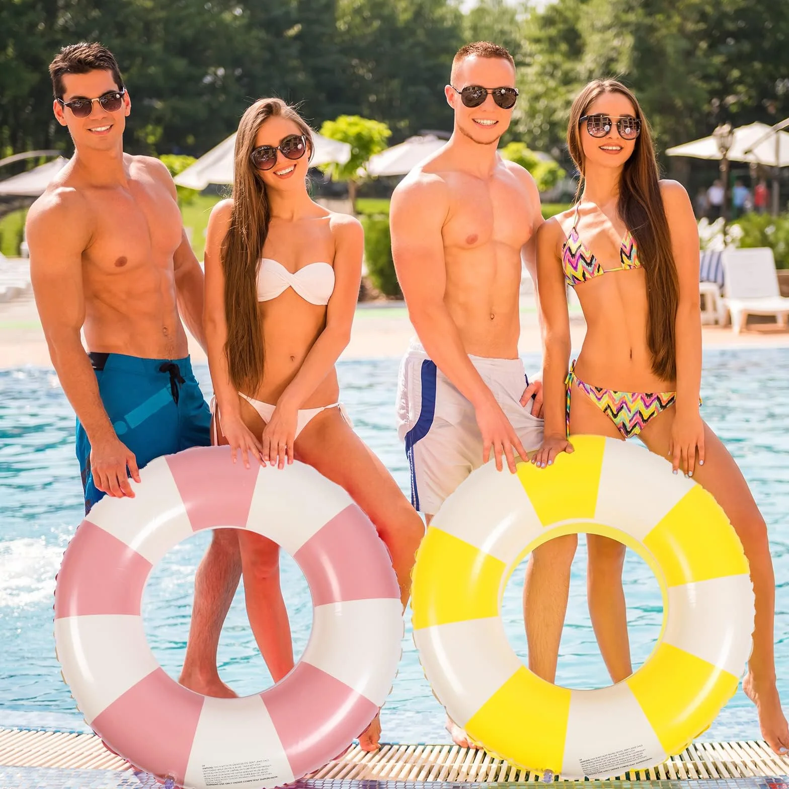 Anneau de Natation Gonflable Adulte Bouée de Piscine Rétro Rayée