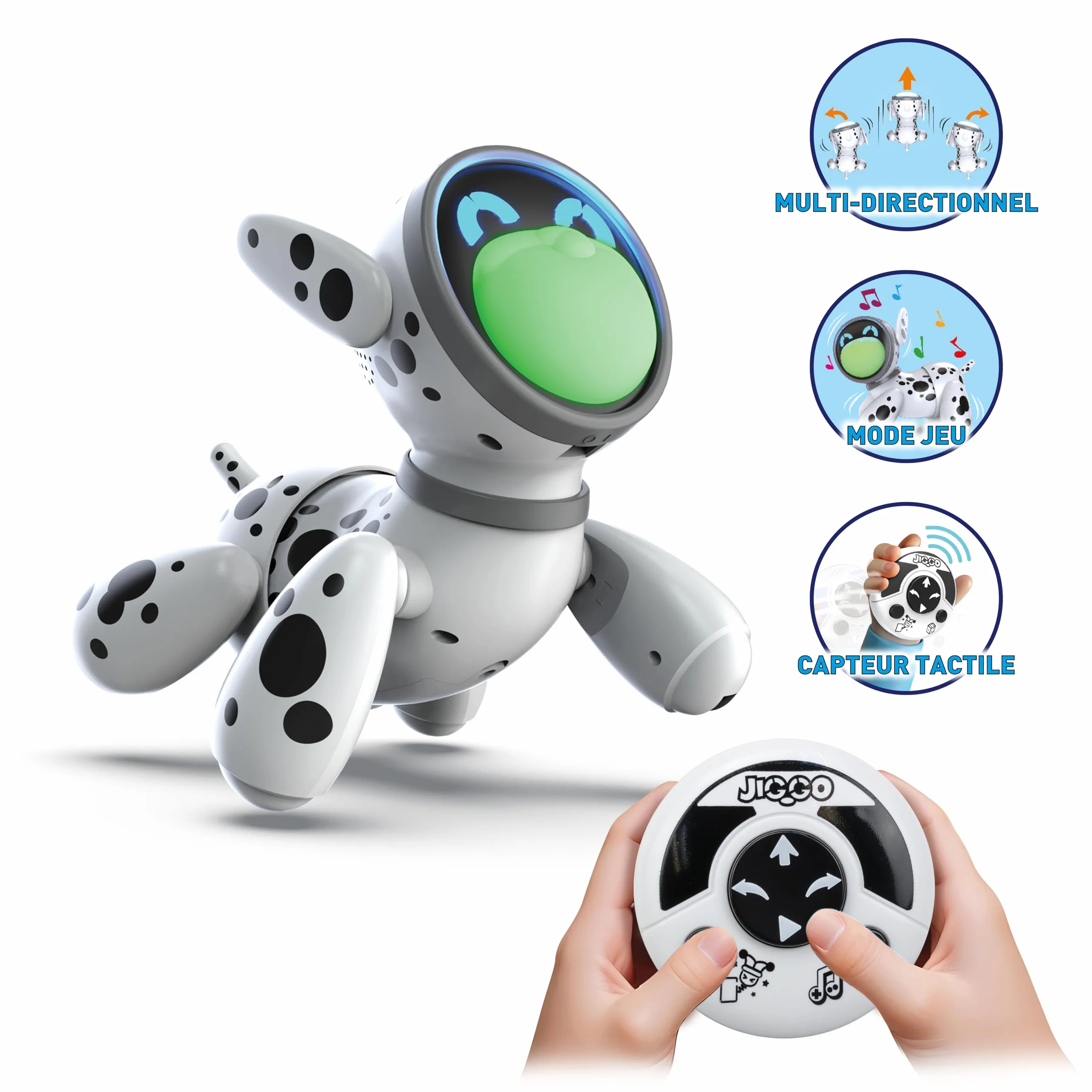 Silverlit Ycoo Chien Robot Jiggo Interactif avec Télécommande Nez Lumineux Capteur Tactile