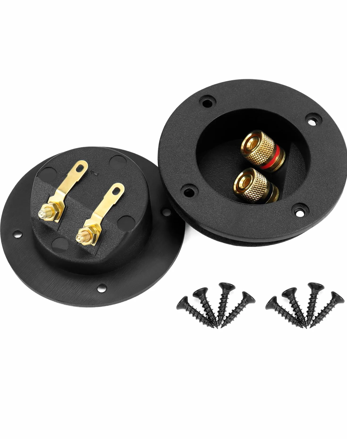 QWORK 2 Pièces Borne de Connexion de Boîte de Haut-parleur 2 Voies, Coupelle à Ressort Ronde