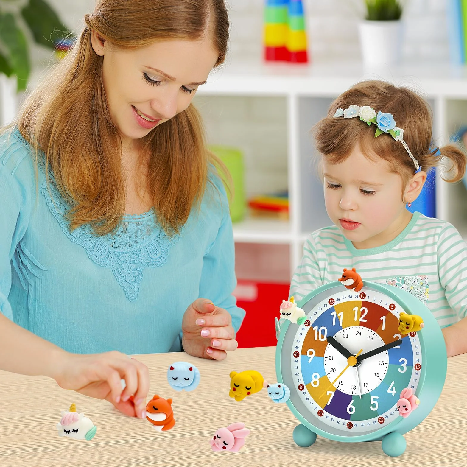 Reveil Enfant Educatif Jour/Nuit sans Tic-Tac avec Snooze et Veilleuse