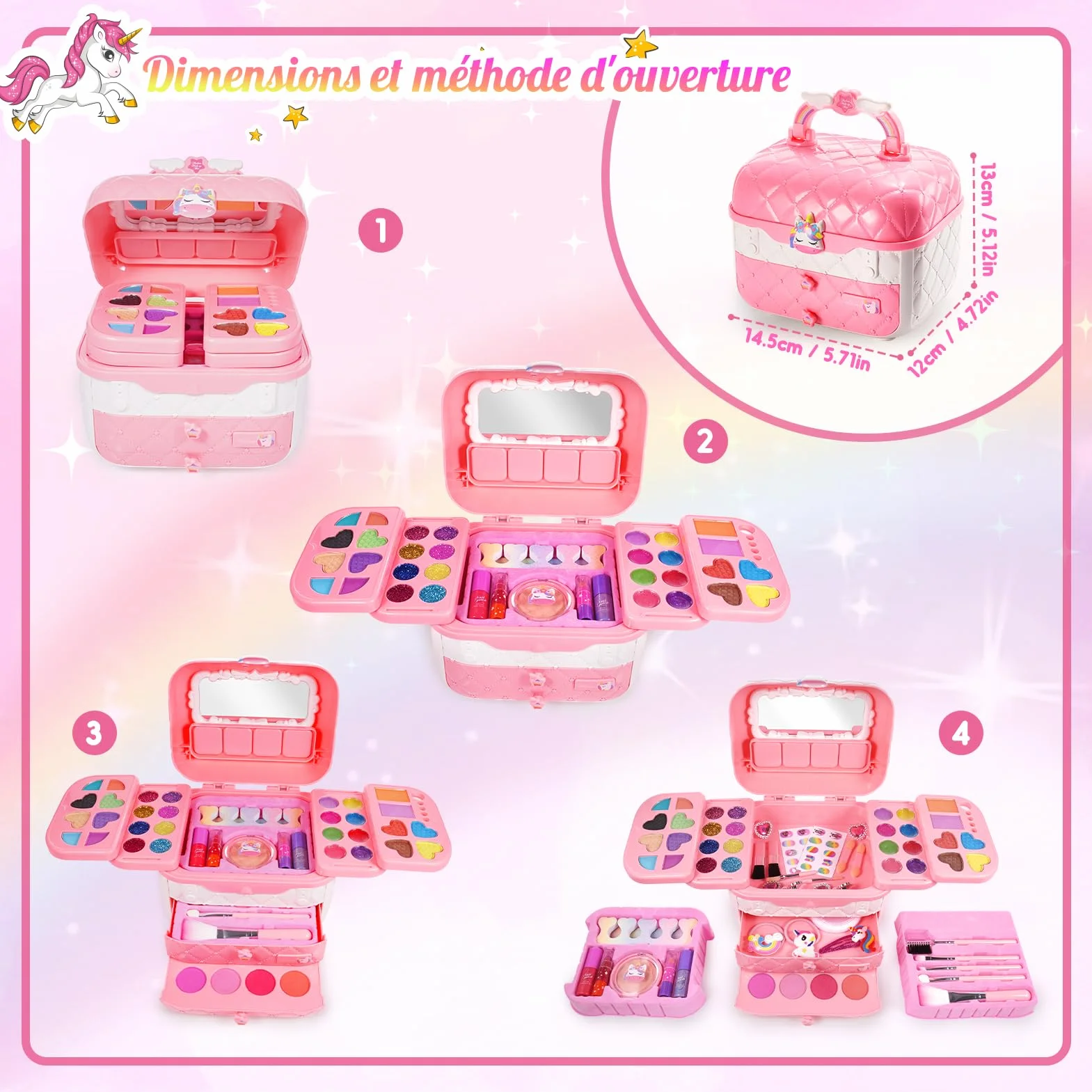 Hapikids Maquillage Enfant Licorne Cadeau Fille 3-10 Ans Jouet