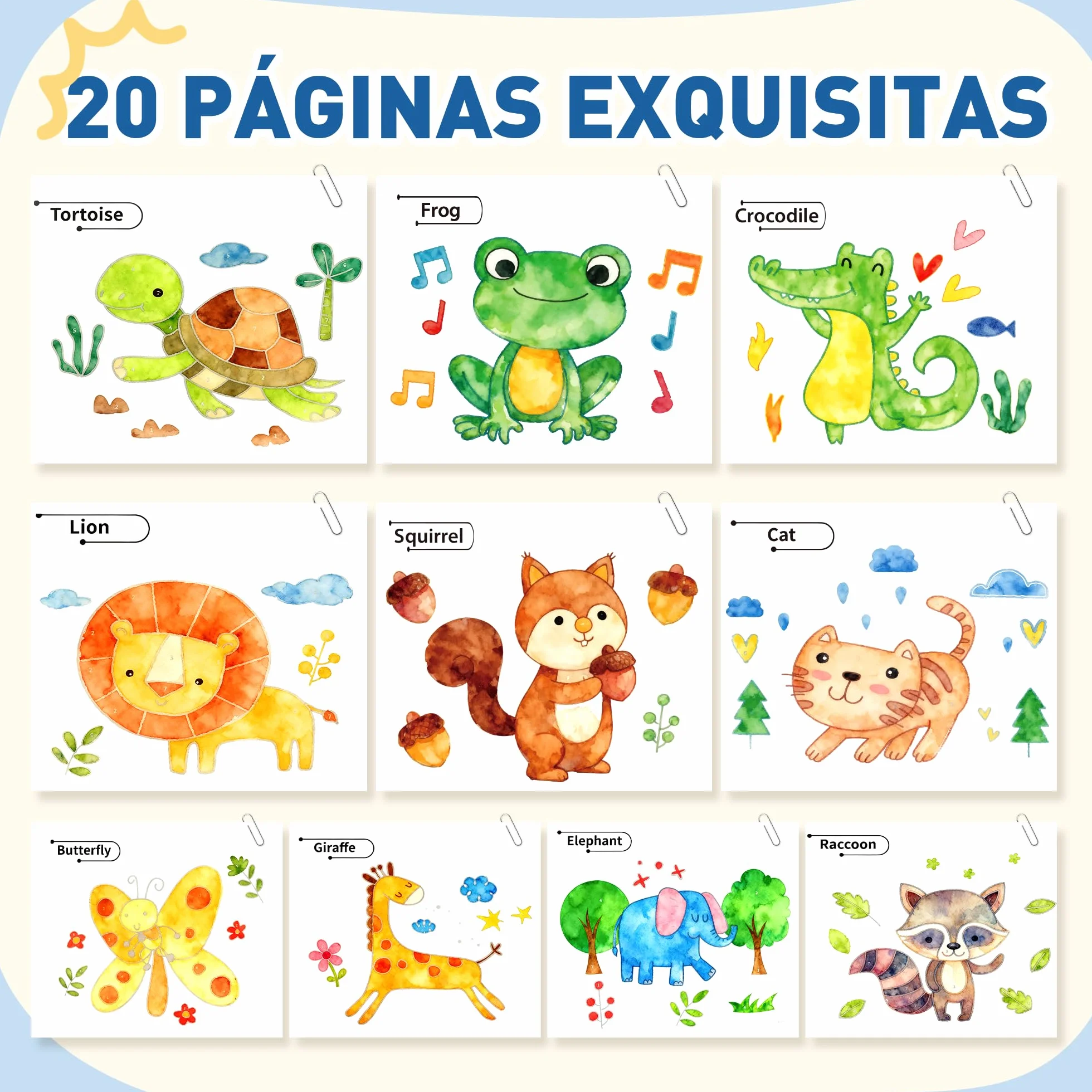 YPLUS Peinture avec Livres d'Eau pour Tout-Petits, Papier Aquarelle Enfants 1-4 Ans, Cadeau Artisanat avec Pinceau - Animaux