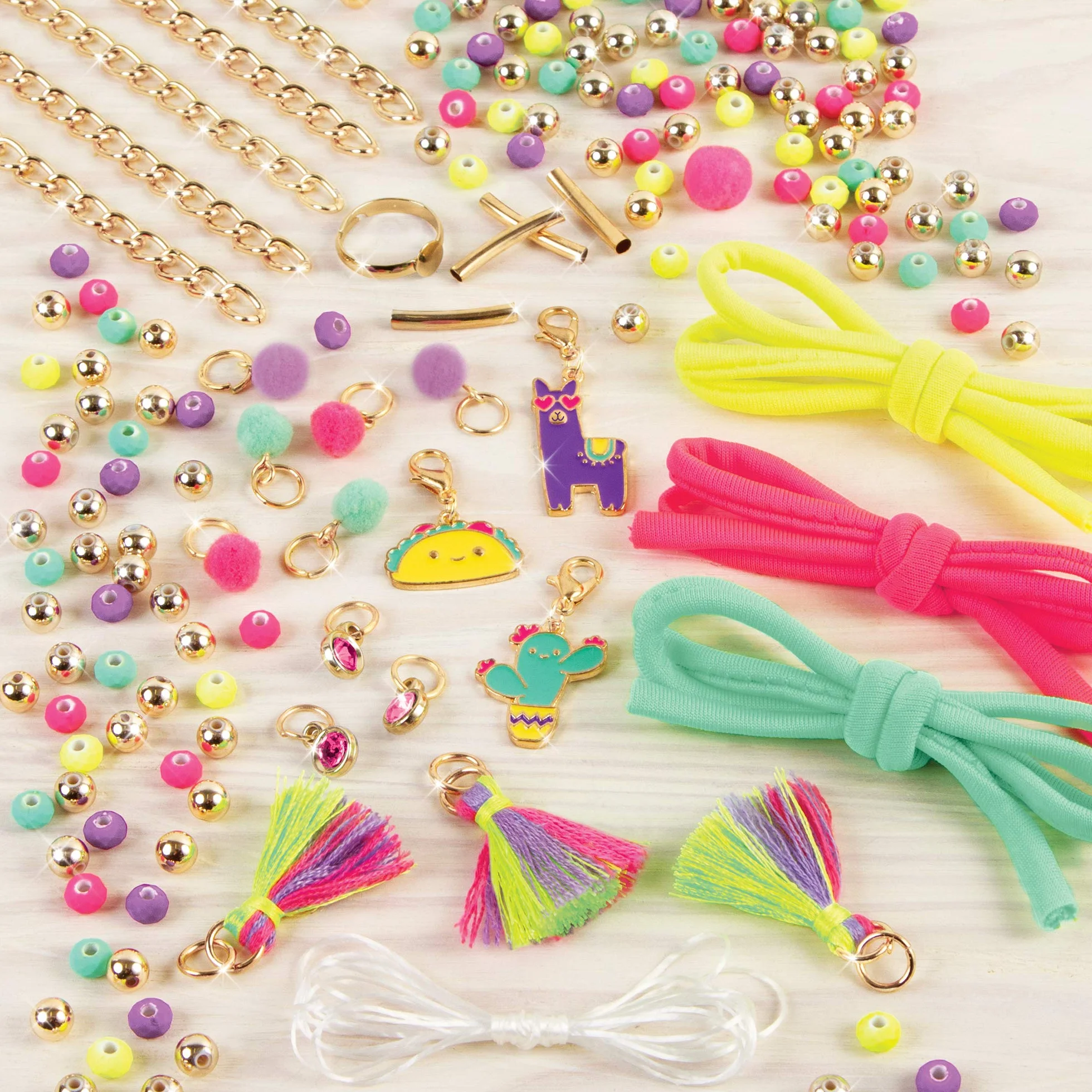 Make It Real Kit de fabrication de bracelets avec perles fluo - Bijoux de l'amitié pour enfants