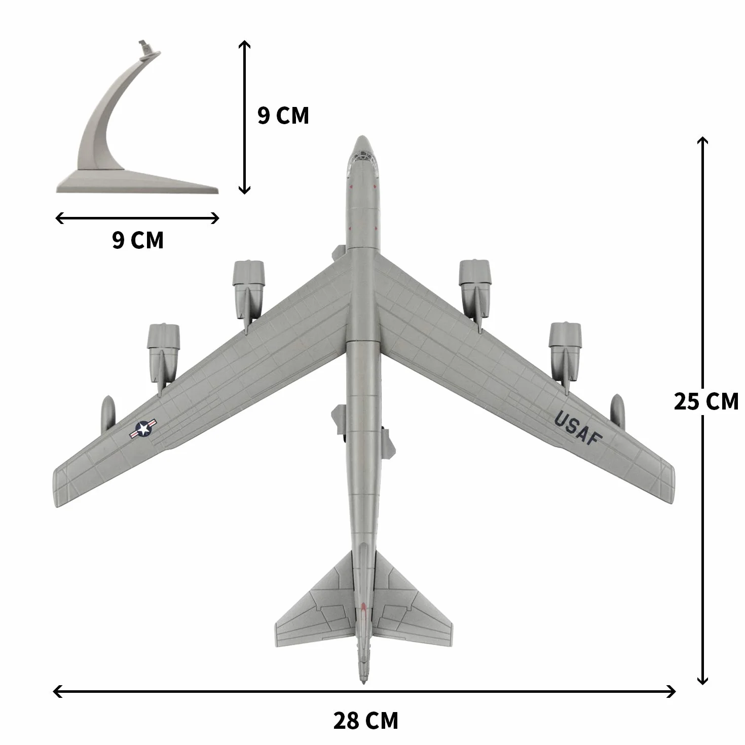 Modèle d'avion militaire B-52 1:144 en métal moulé sous pression