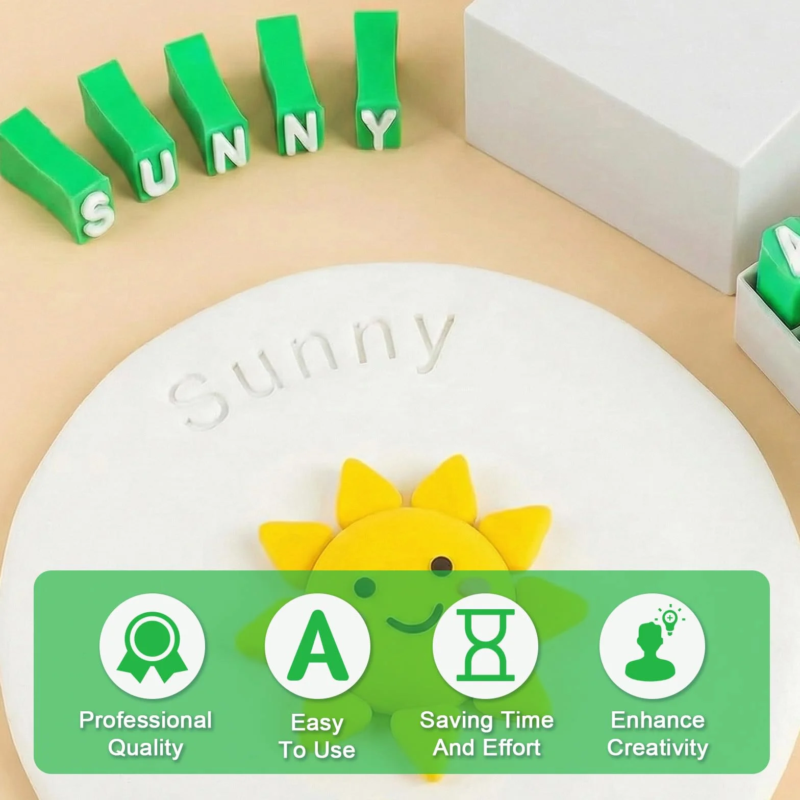 Set de Tampons en Argile Alphabet 36 Pièces, Lettres Majuscules 3D pour Artisanat