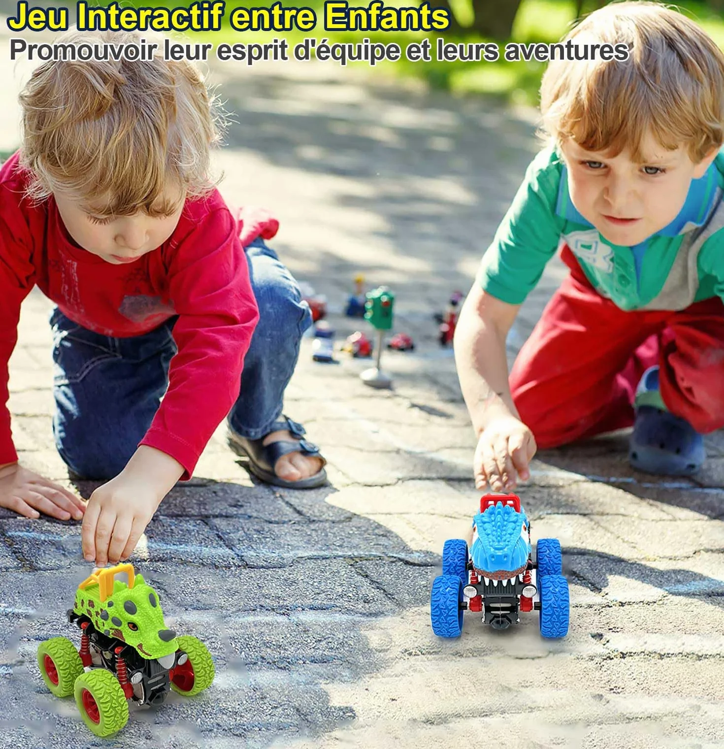 Monster Truck Dinosaure Lot de 2 Voiture Jouet pour Enfant Garçon 2-5 Ans