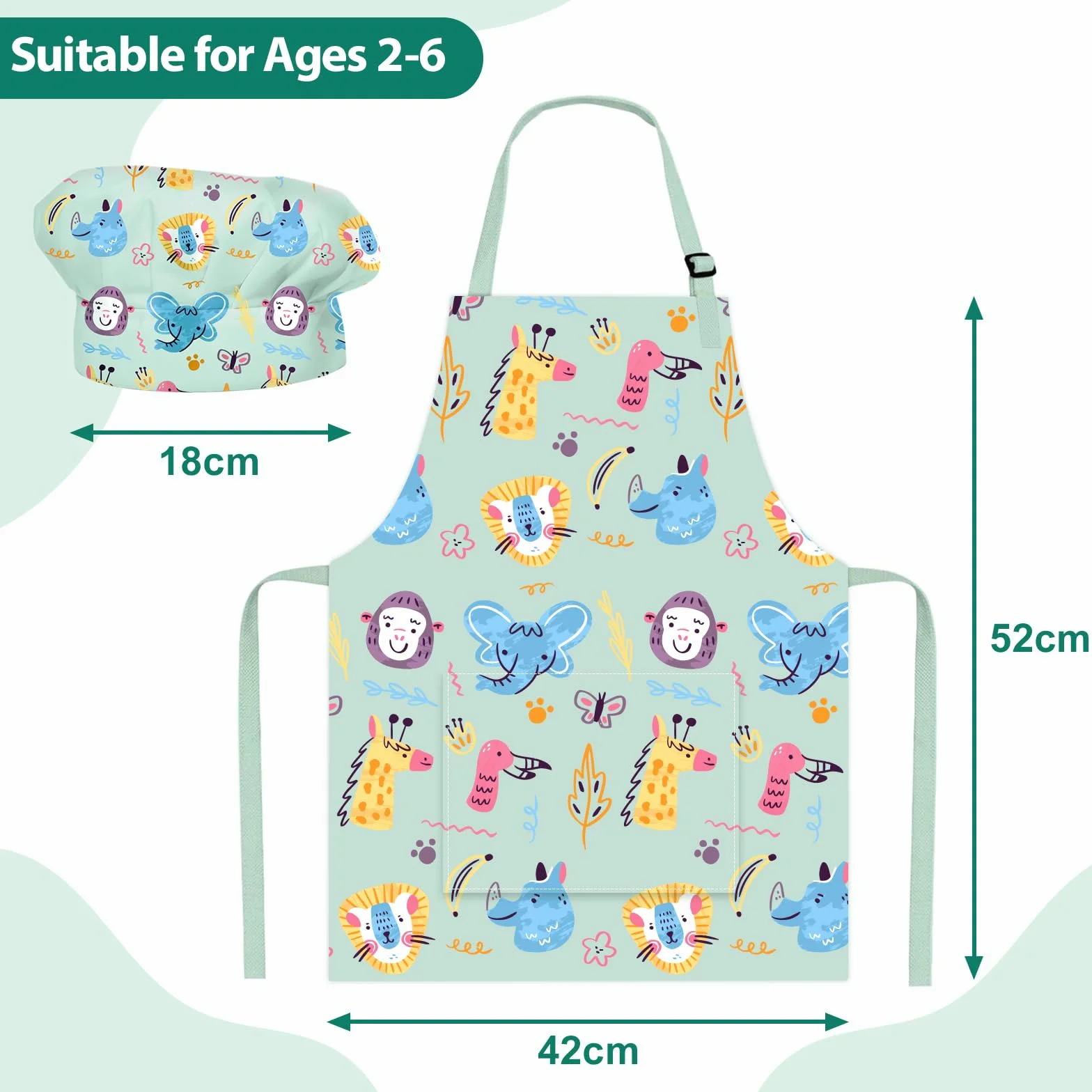 Tablier Cuisine Enfant Garcon Fille Personnalisé Polyester Coton 2-6 Ans