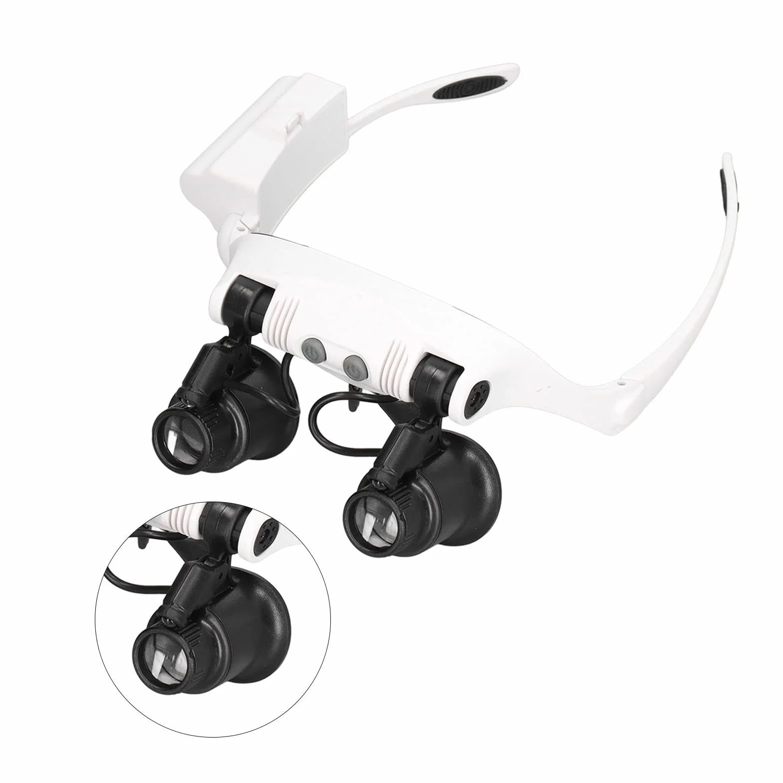 Loupe binoculaire 10x 15x 20x 25x avec lumière LED, Mains Libres, bandeau réglable pour réparation de montres