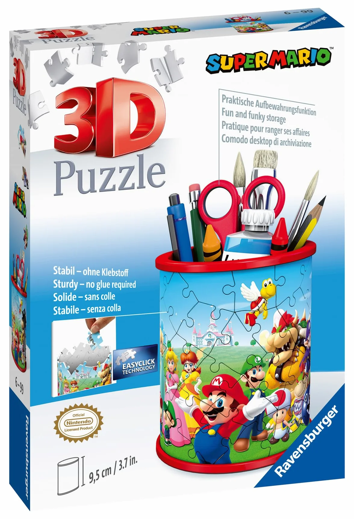 Ravensburger Puzzle 3D Pot à Crayons Super Mario 54 pièces numérotées 9,5 cm