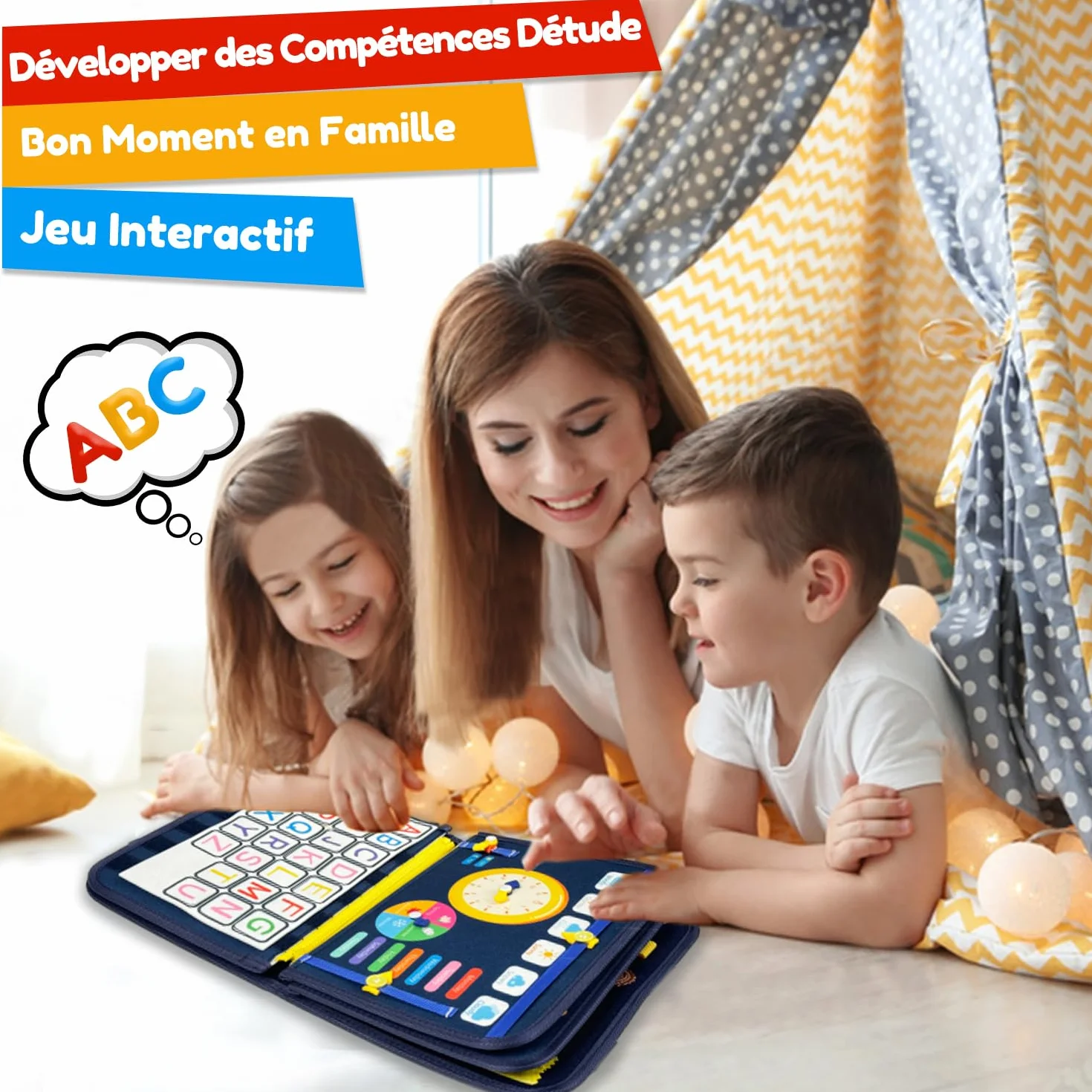 Qizfun Busy Board Jouet Montessori Bébé Tout-Petits Sensoriel Éducatif Voyage Avion Voiture Cadeau Garçon Fille