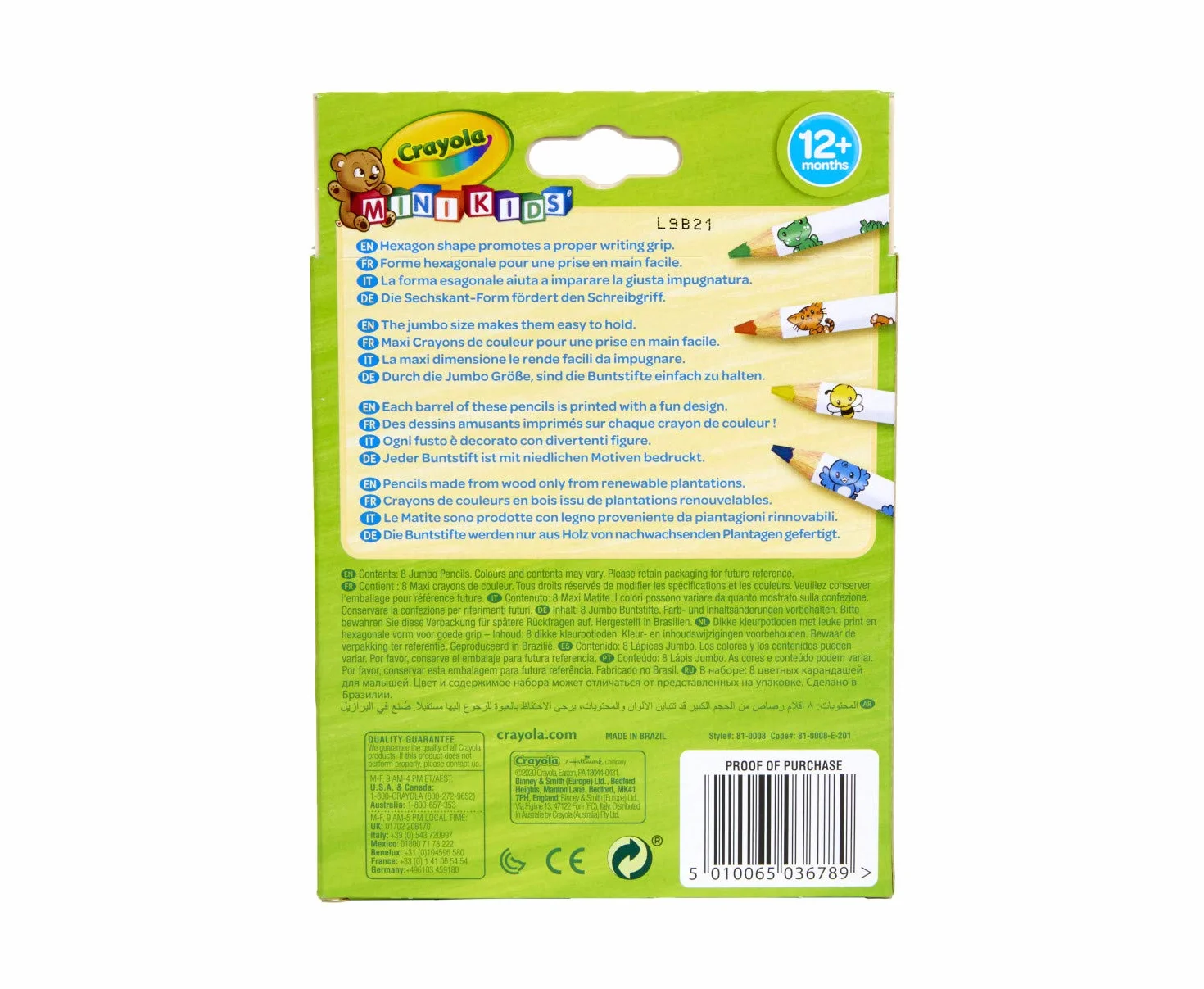 CRAYOLA 8 Maxi Crayons de Couleur Loisir créatif Mini Kids Jeu de Dessin et coloriage