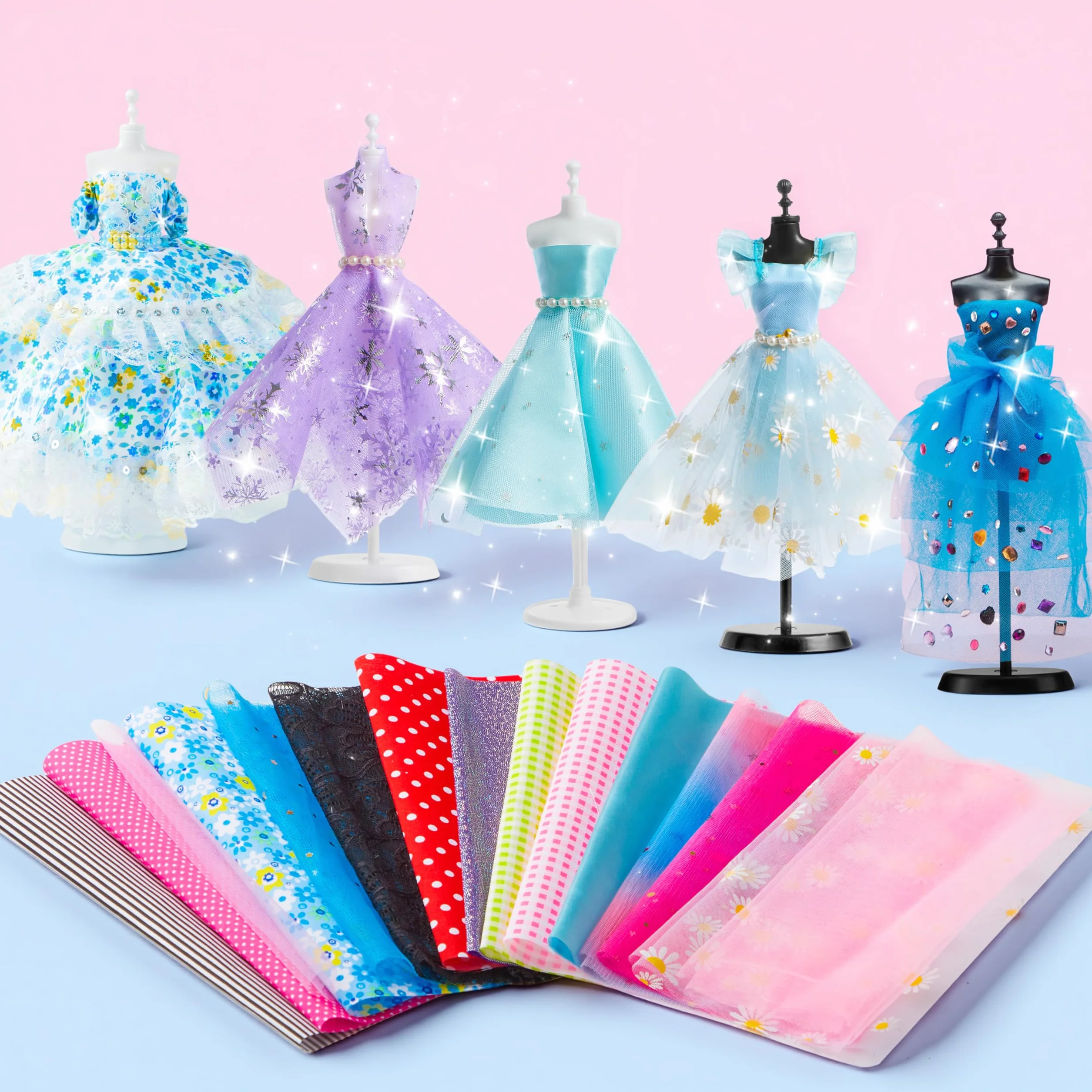 Klever Kits 400+PCS Artisanat de Design de Mode pour Enfants Art et Artisanat Jouet Bricolage Couture avec 3 Mannequins