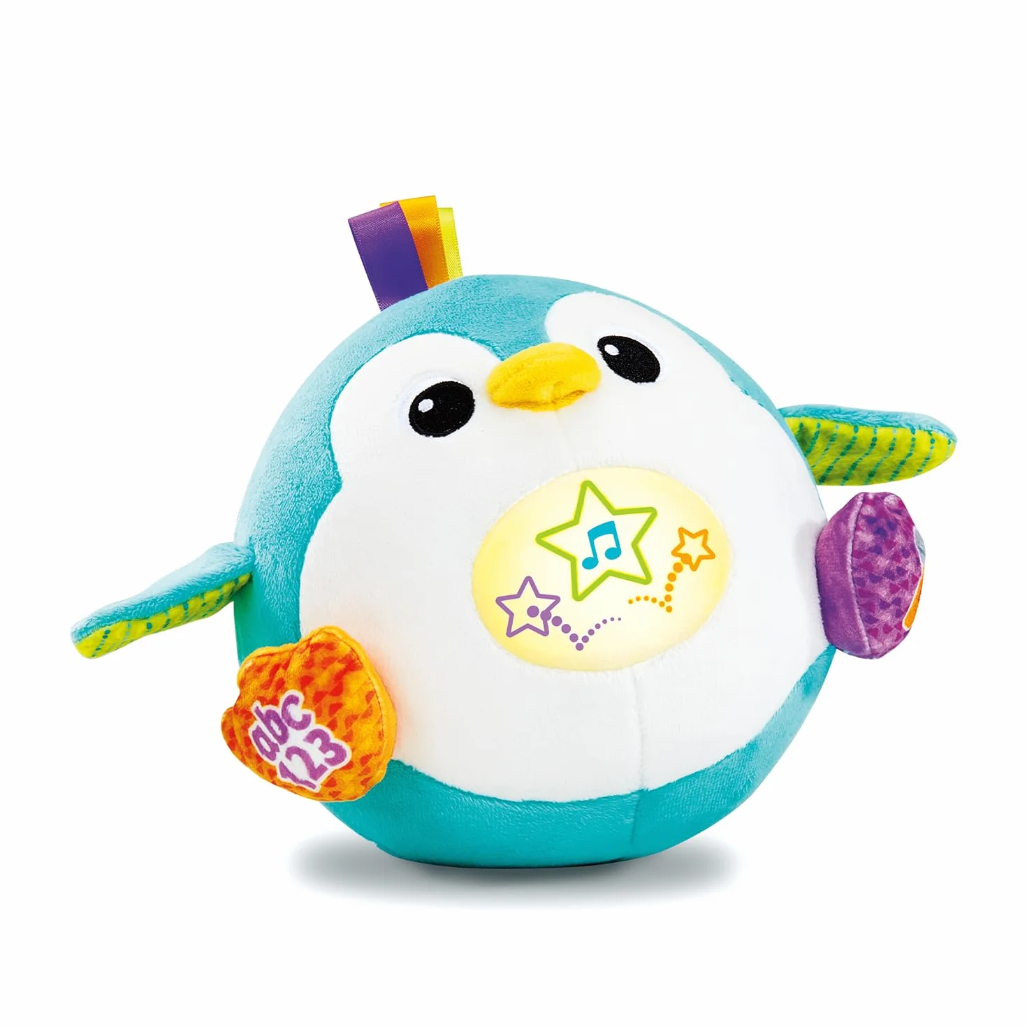 VTech Rouli'Pingouin Balle Magique Peluche Interactive Bébé Qui Répète, Saute et Roule - Balle Bébé Éveil Musical, Pingouin Jouet Sensoriel - Cadeau Enfant Dès 1 an