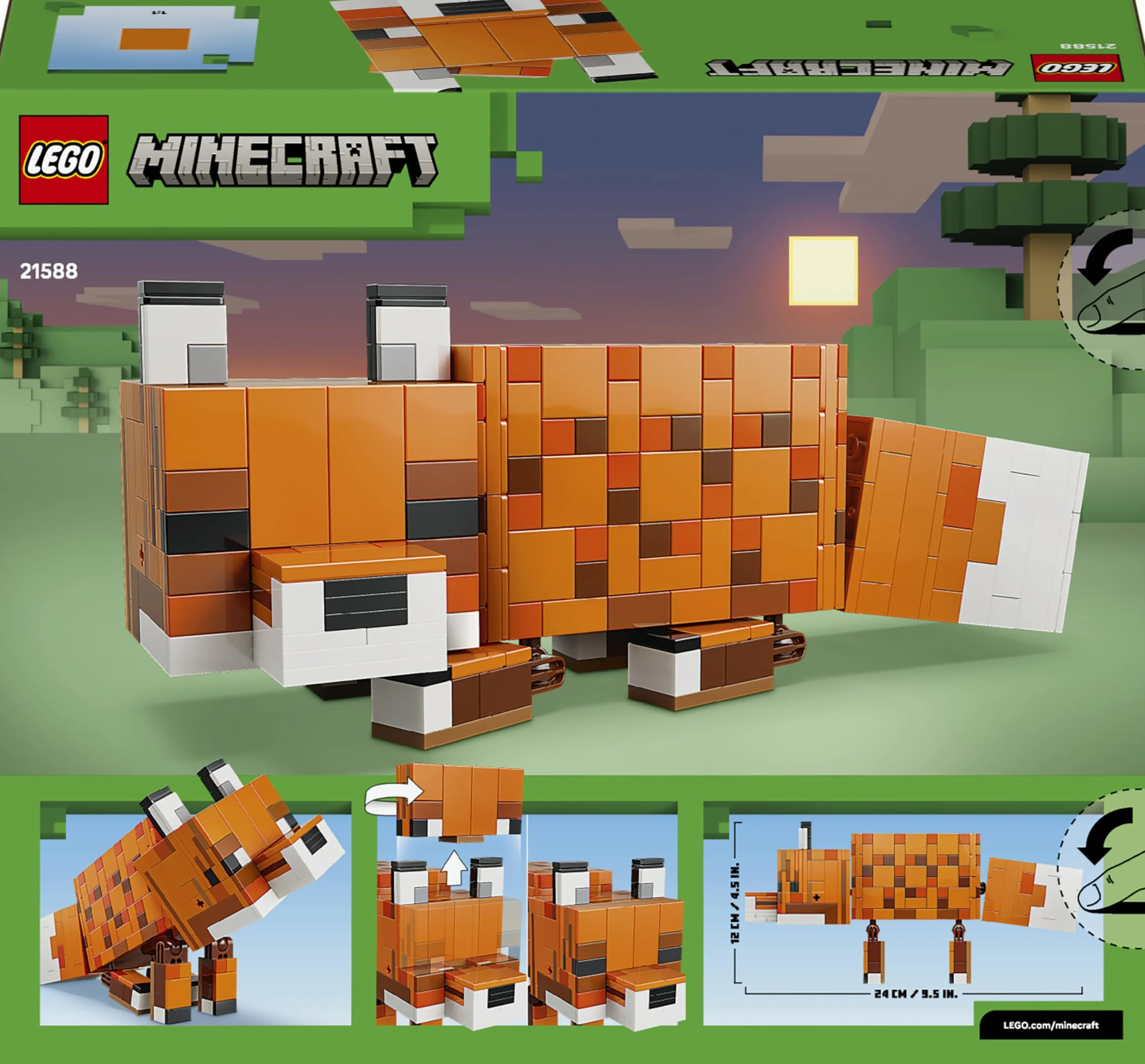 LEGO Minecraft Le Renard Jouet 3D Puzzle Figurine Animal Accessoires Cadeau Garçon Fille 10 Ans 21588