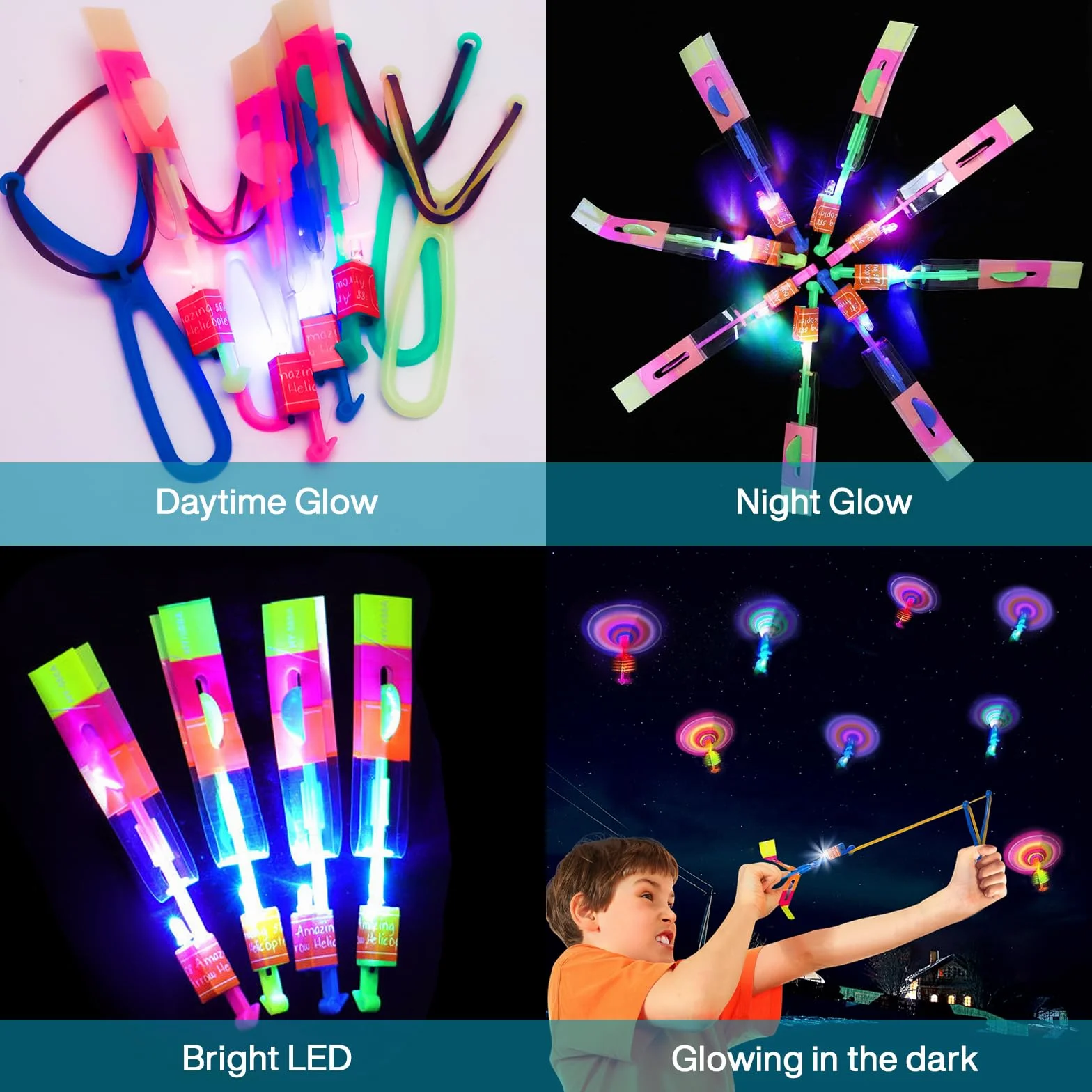 Jouets LED Lumineux Helicoptere 15 Pièces Catapulte Volant Fronde pour Enfants Anniversaire