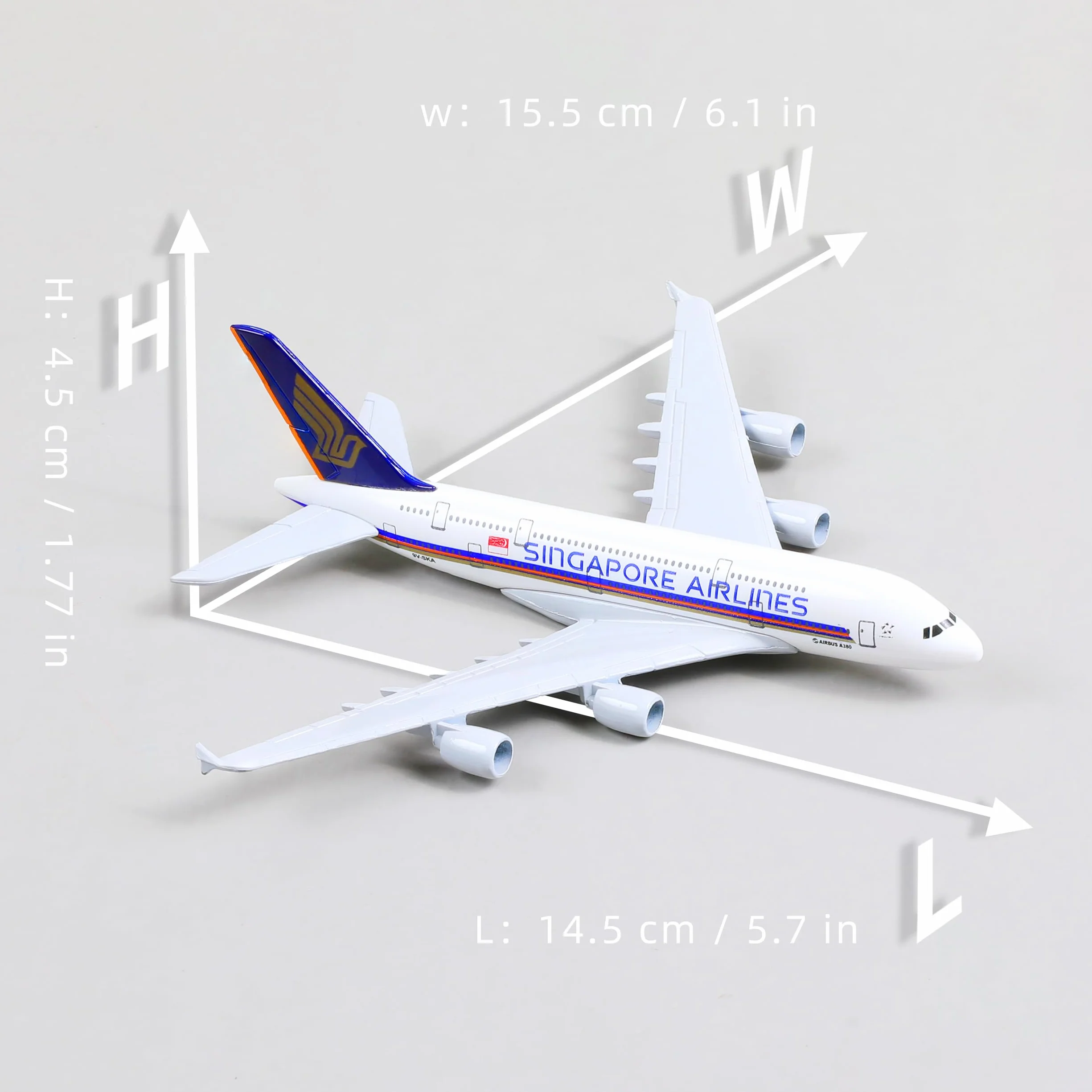 Singapore Airlines A380 1/400 Modèle d'avion en Métal Moulé sous Pression avec Support