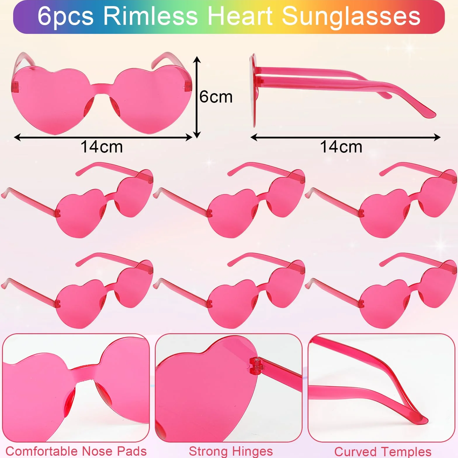 LACGO Lot de 6 boas en plumes avec 6 lunettes de soleil sans monture pour fête carnaval Halloween
